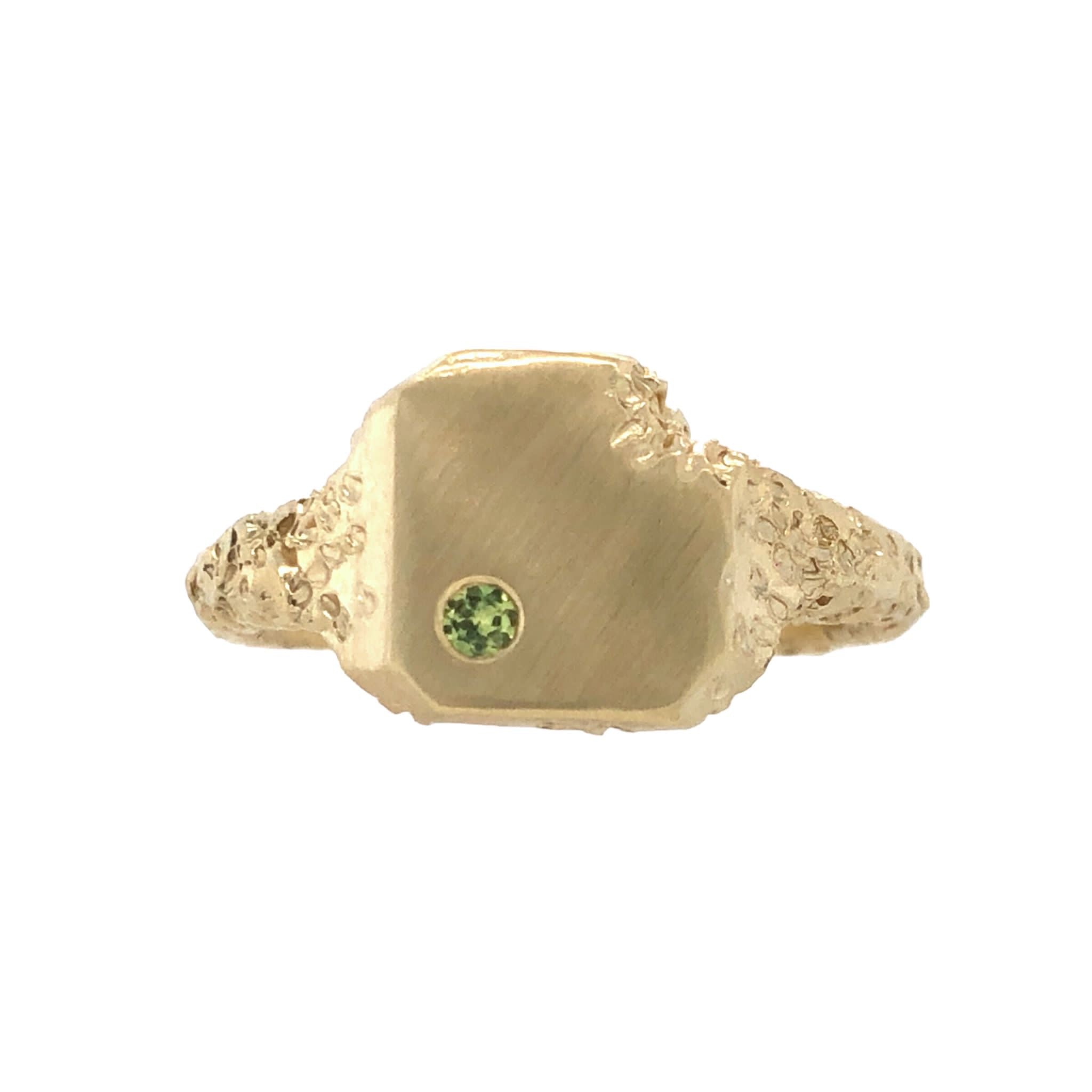 Eroded Square Signet Ring with Sapphire - Welfe Bowyer