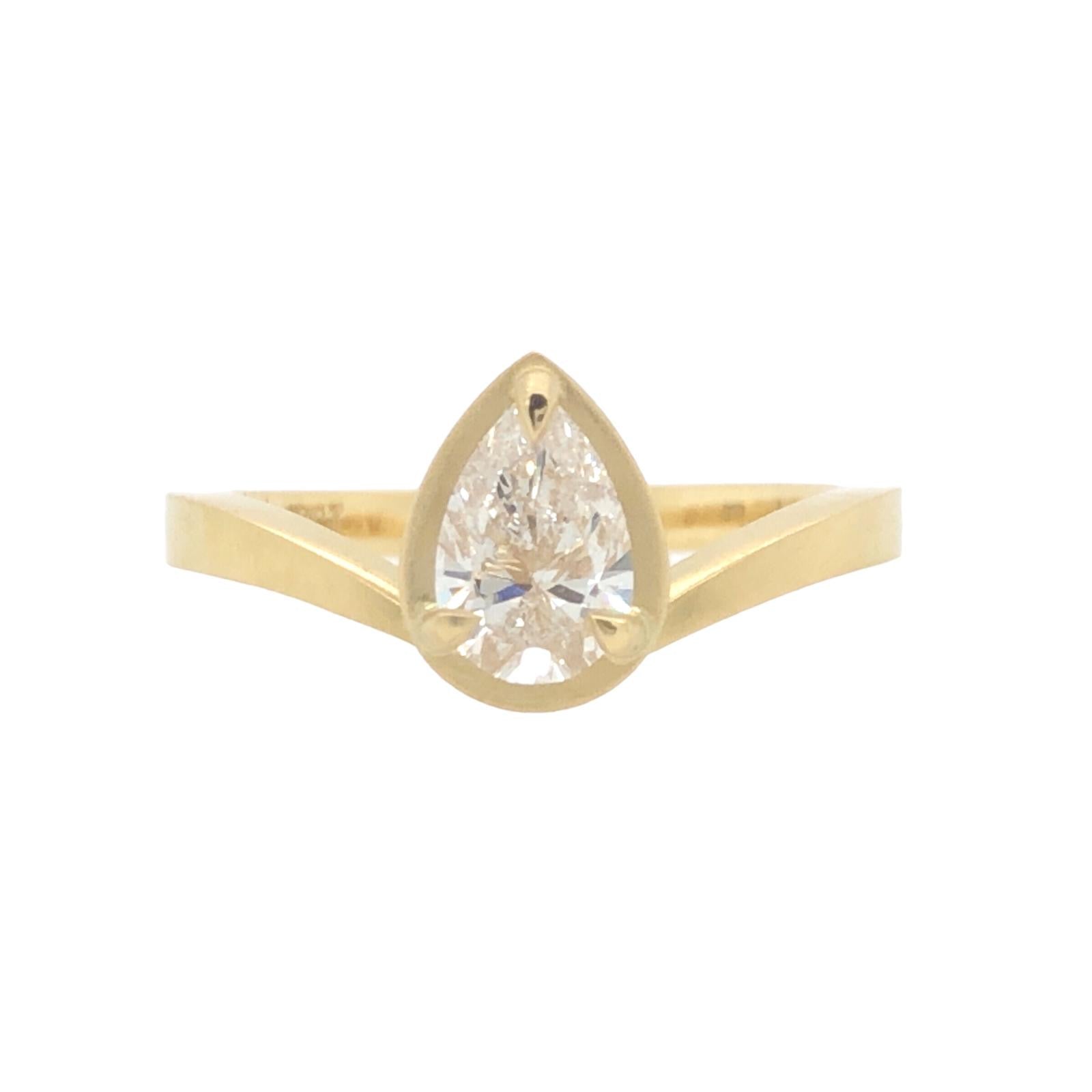 Hathor Ring with Pear Diamond & 18ct Yellow Gold - Aislinn Neave
