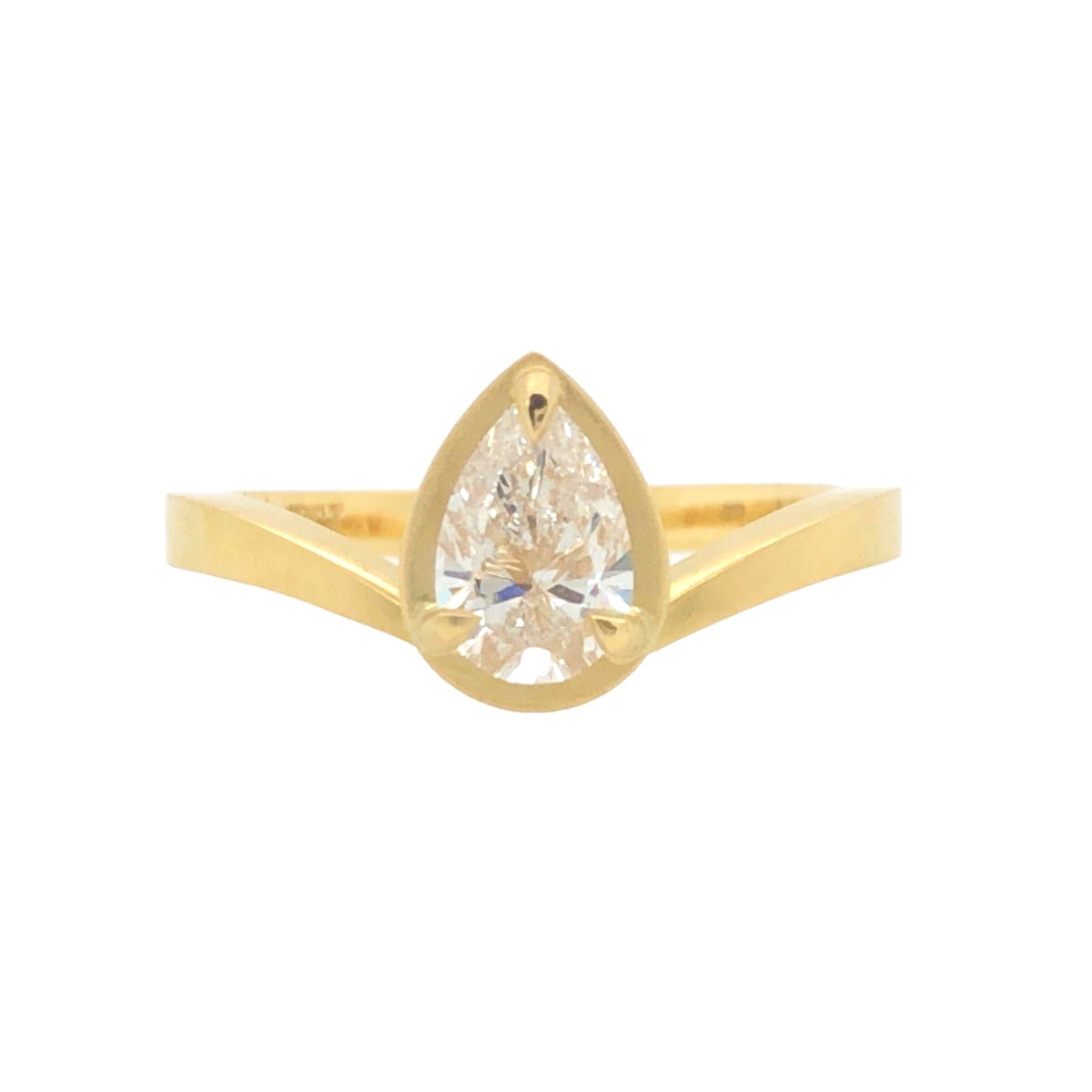 Hathor Ring with Pear Diamond & 18ct Yellow Gold - Aislinn Neave