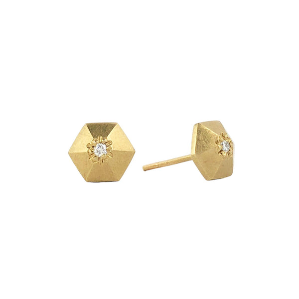 Hexagon Diamond Stud Earrings - Emma Jane Donald