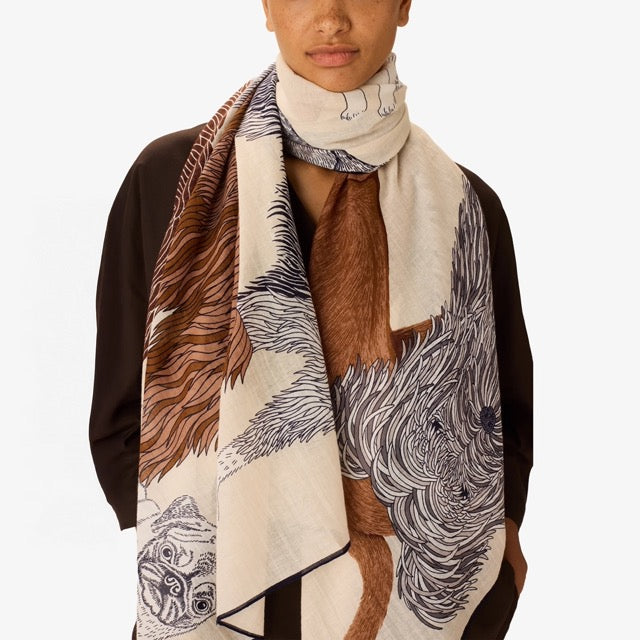Toutou Cotton Scarf in White - Inoui Editions