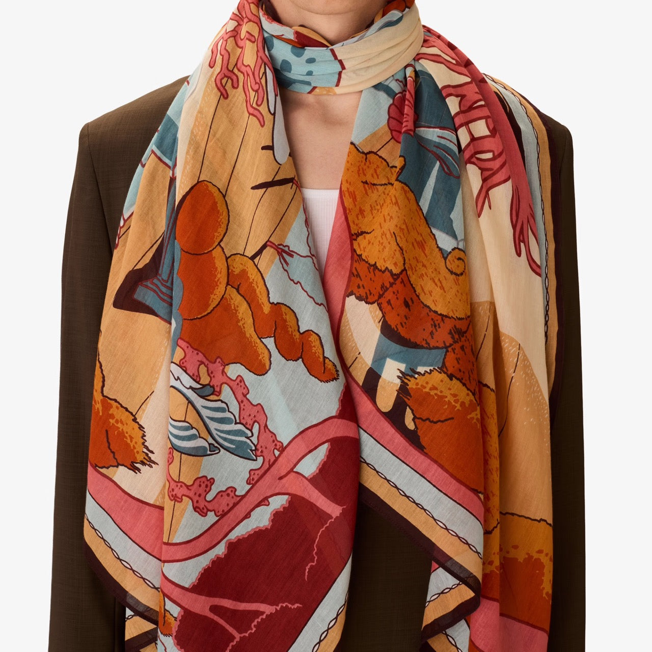 Jardin Scarf in Coral - Inoui Editions