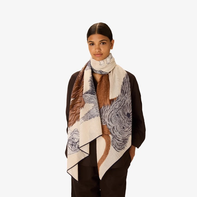 Toutou Cotton Scarf in White - Inoui Editions