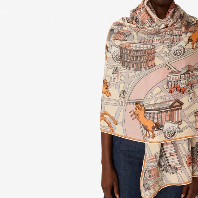 Rome Cotton & Silk Scarf in Powder - Inoui Editions