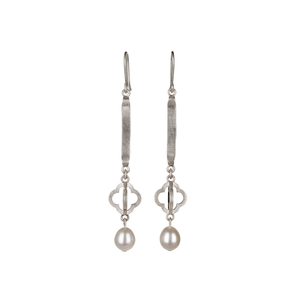 Four Directions Silver & Pearl Earrings - Kate Alterio