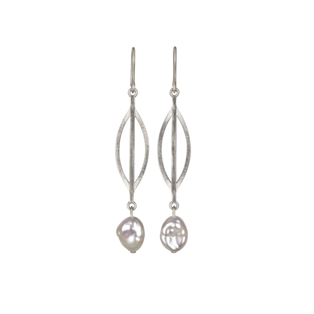 Framework Silver & Pearl Earrings - Kate Alterio