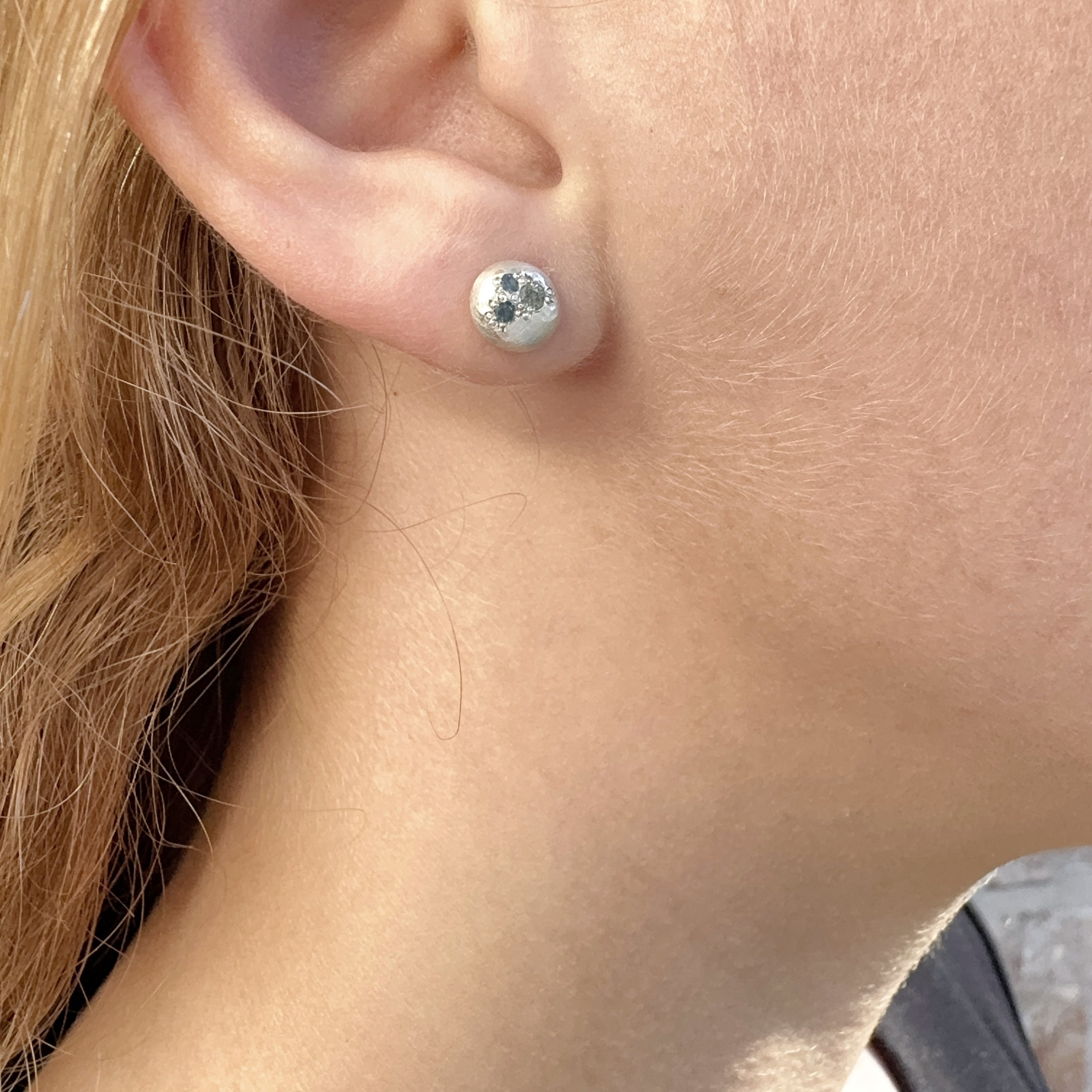 Ocean Glimmer Silver Studs - Katheryn Leopoldseder