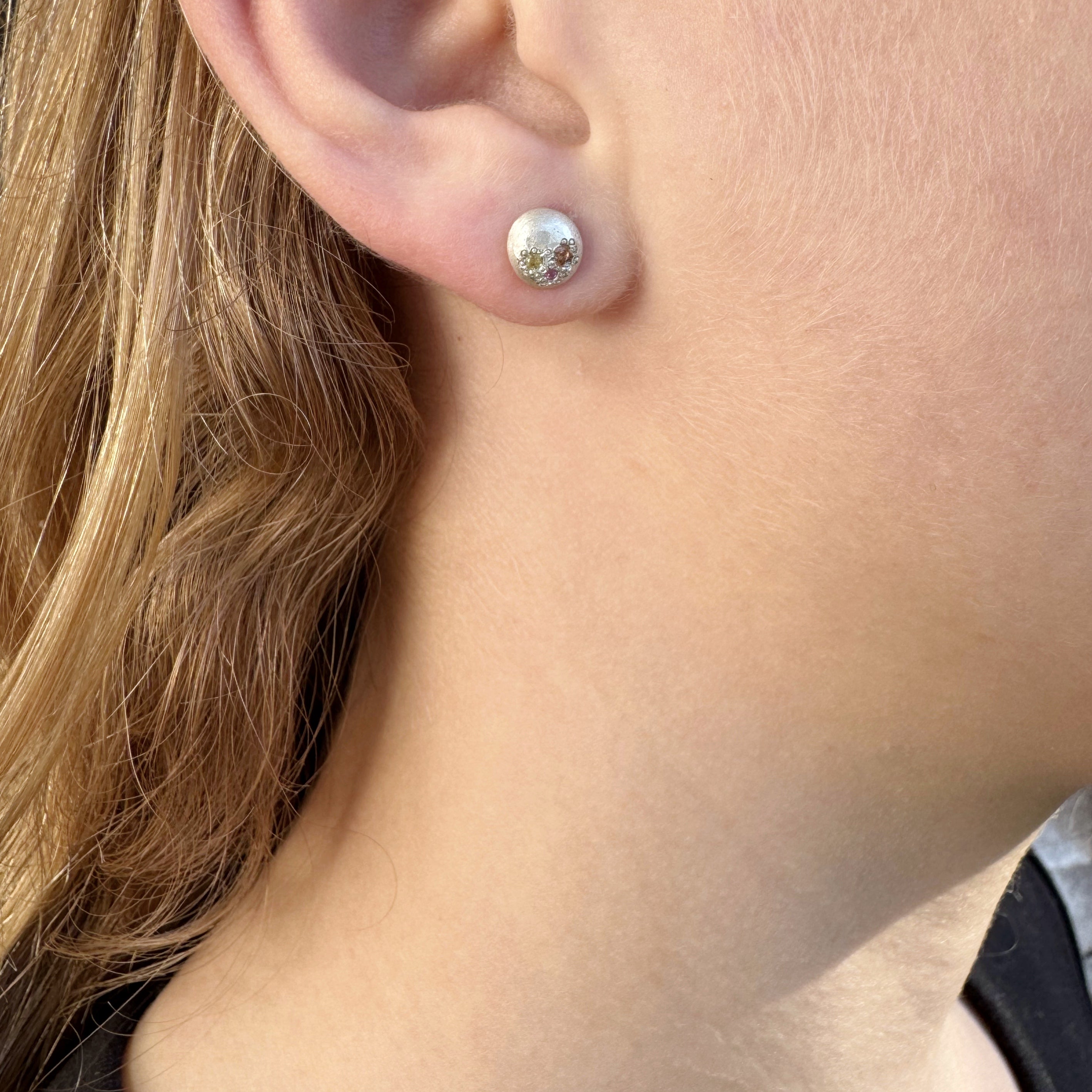 Sunrise Glimmer Silver Studs - Katheryn Leopoldseder