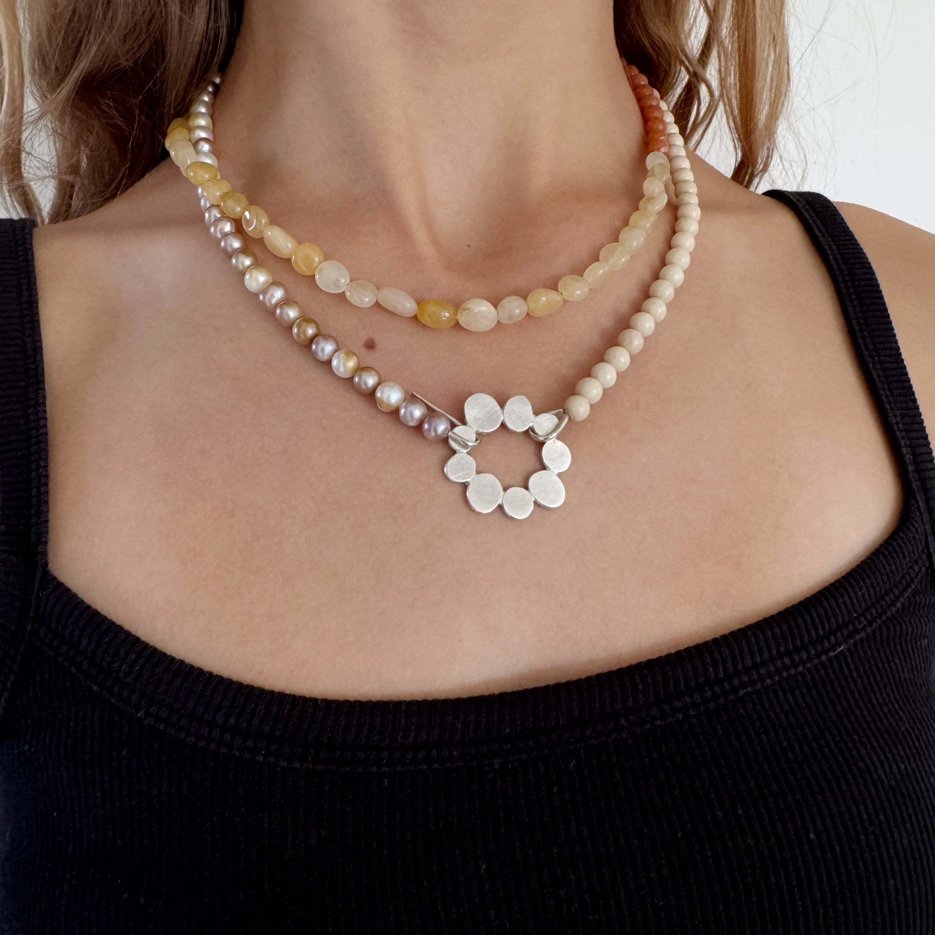 Silver & Mixed Mineral Neckpiece - Ari Athans