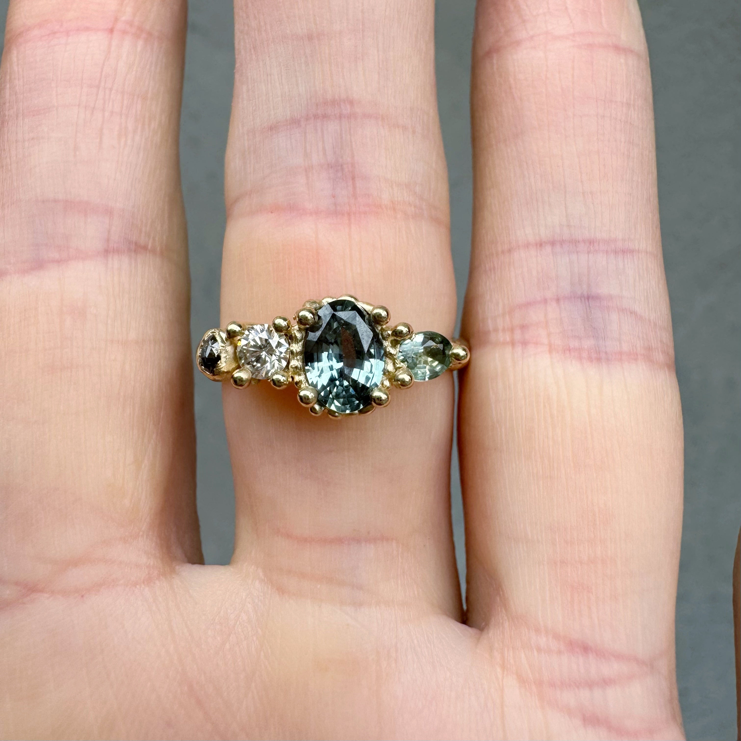 Four Stone Sapphire Ring with Granules - Ruth Tomlinson