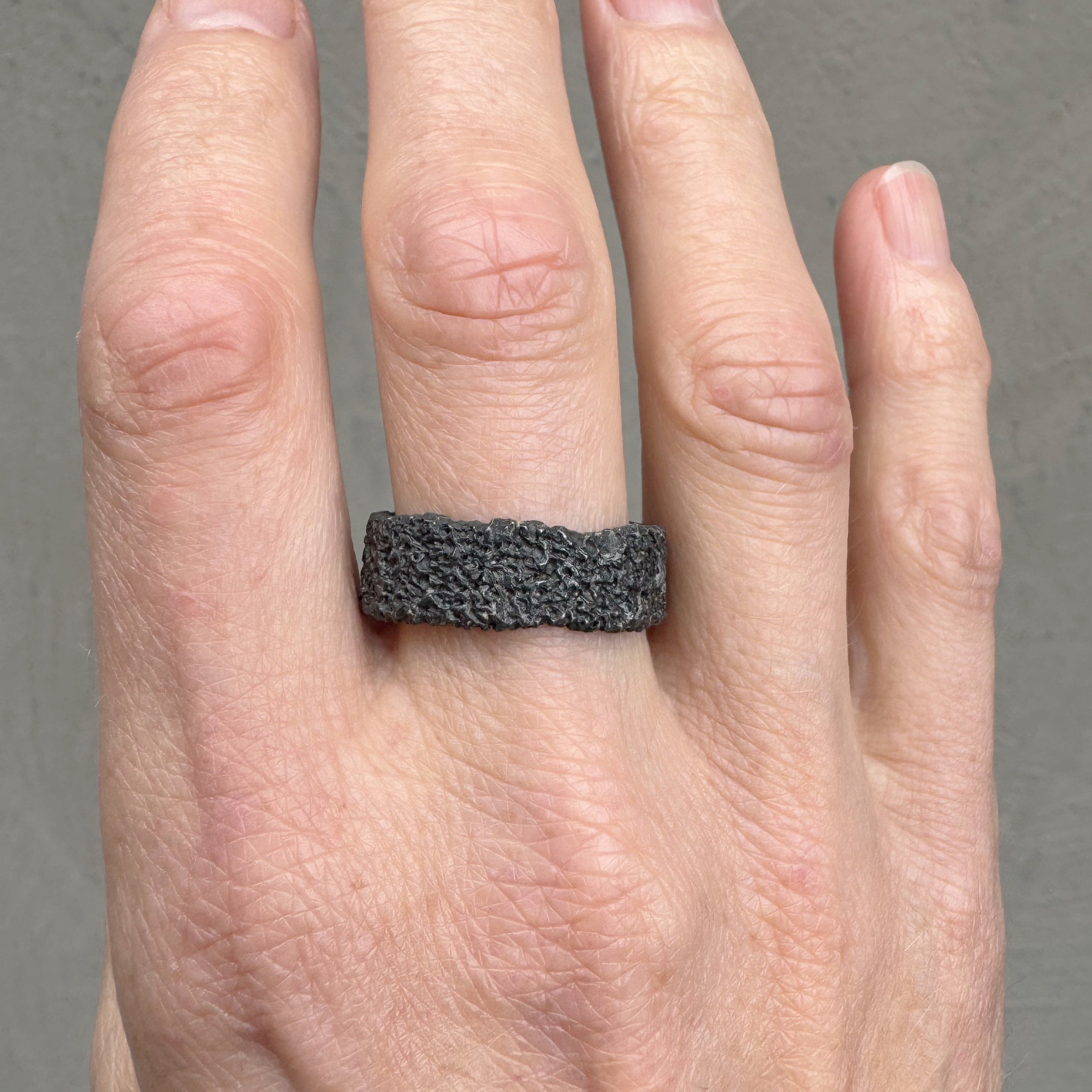 Eroded 8mm Oxidised Ring - Welfe Bowyer