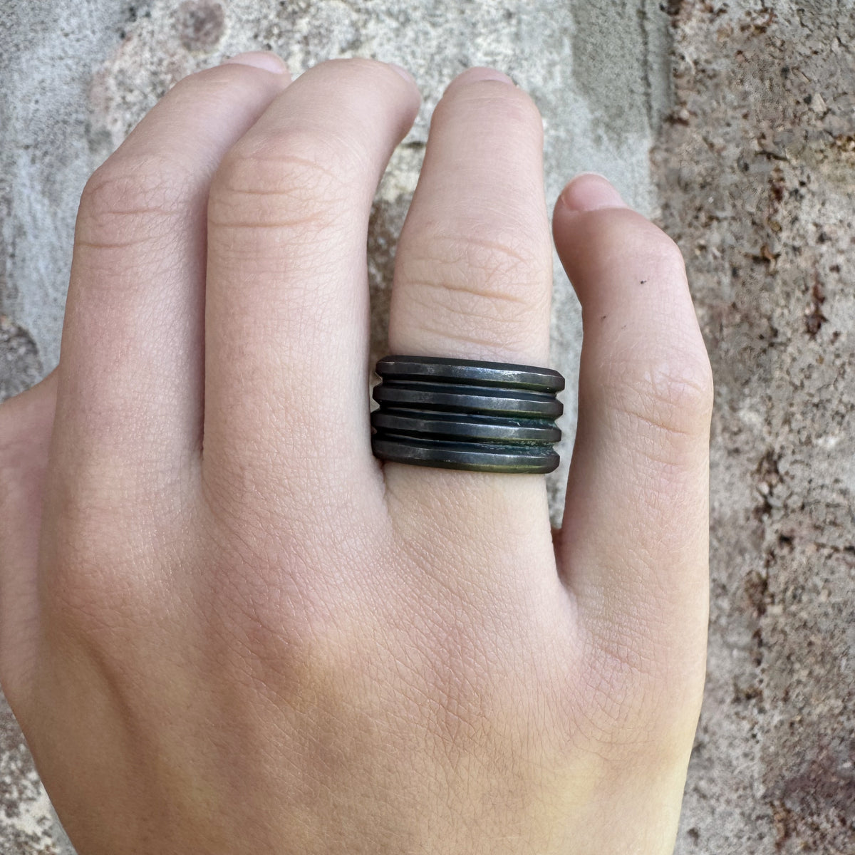 Profile Oxidised Cuff Ring - Emma Jane Donald