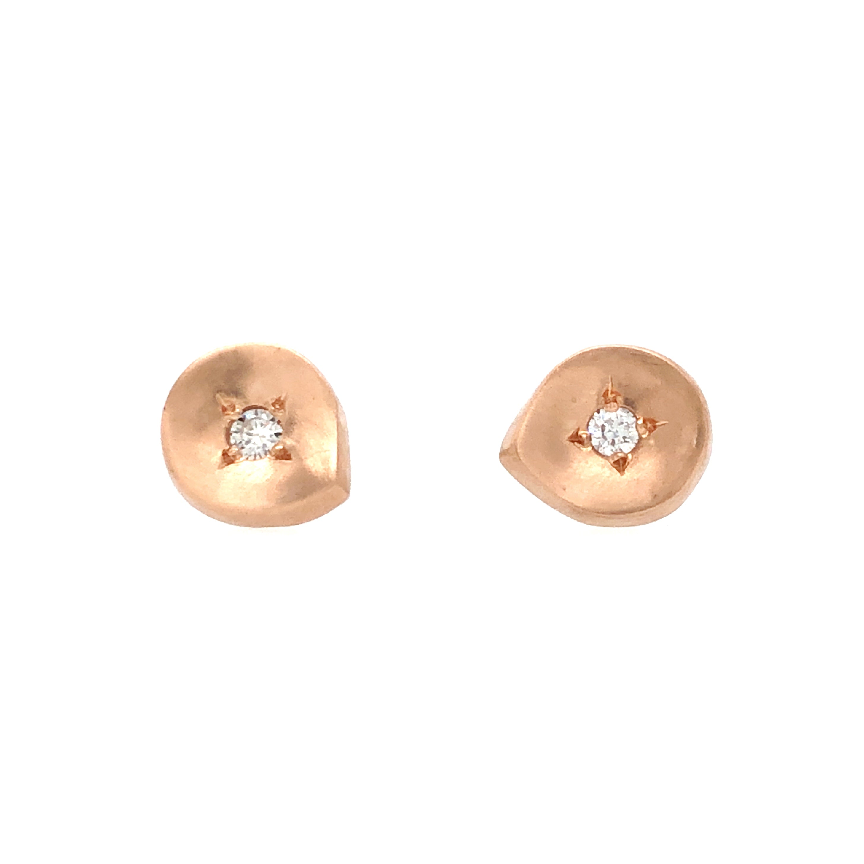 Picked Petal Diamond and Rose Gold Studs - Leah Abercrombie