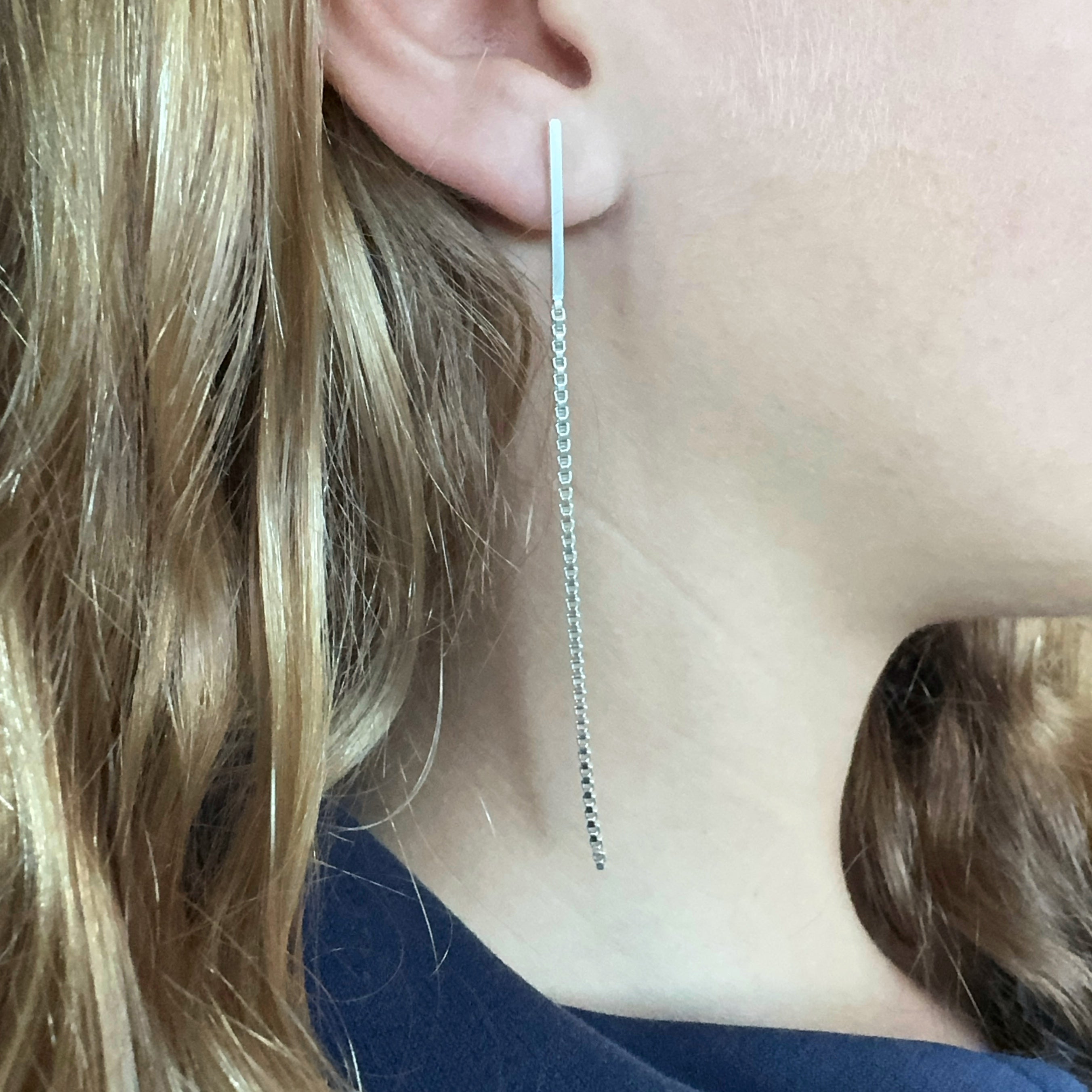 Box Chain Stick Earrings - Kaoru Rogers
