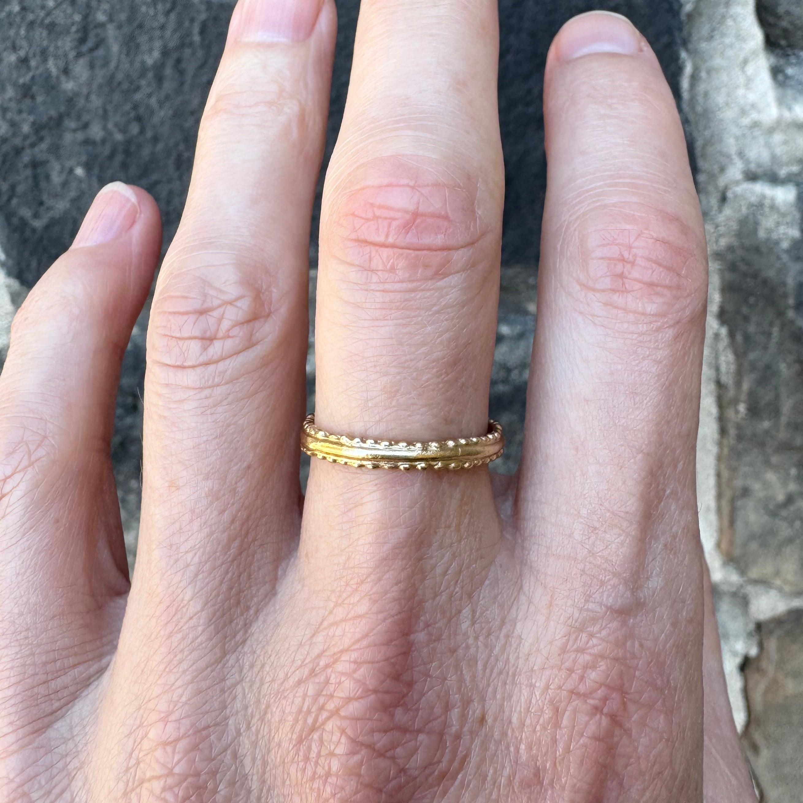 Yellow Gold Double Beaded Band - Ruth Tomlinson