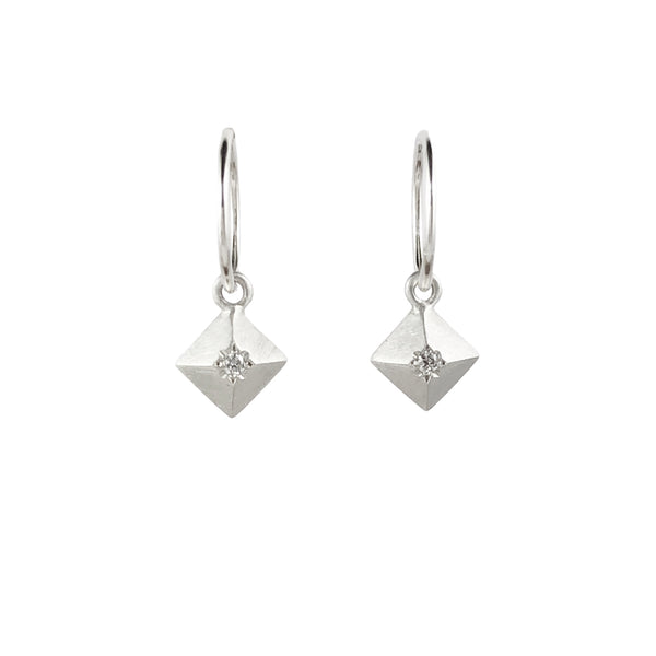 Diamond Charm Silver Earrings - Emma Jane Donald