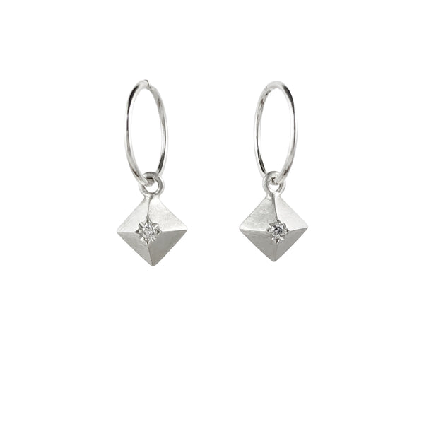 Diamond Charm Silver Earrings - Emma Jane Donald