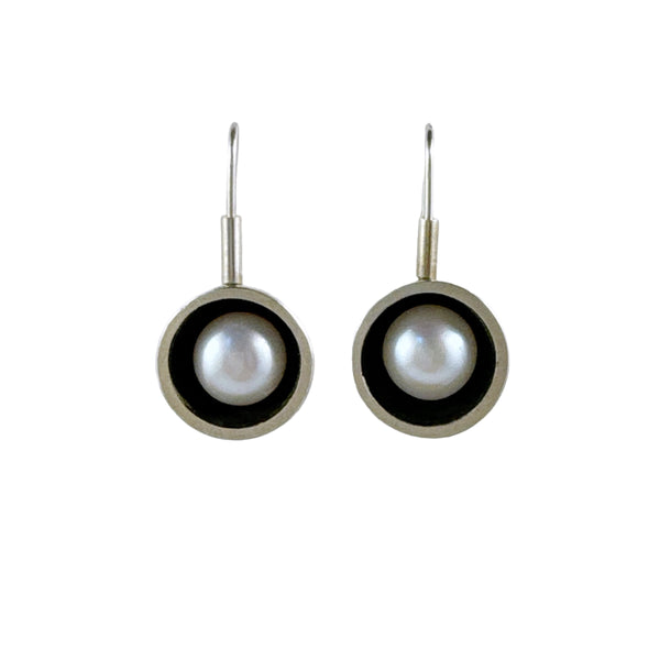 Silver Dome and Pearl Earrings - Ari Athans