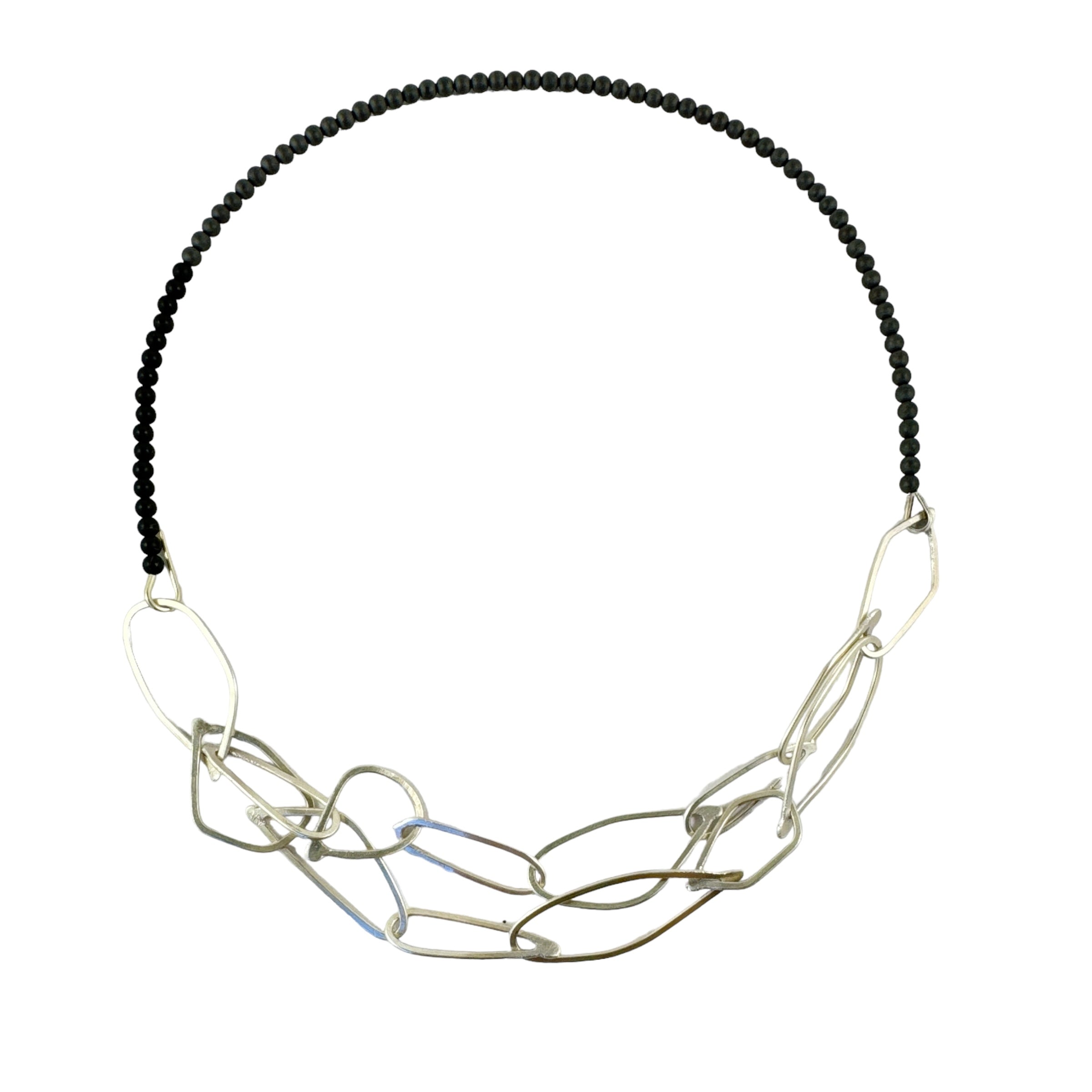 Hematite Fusilage Silver Chain Necklace - Ari Athans