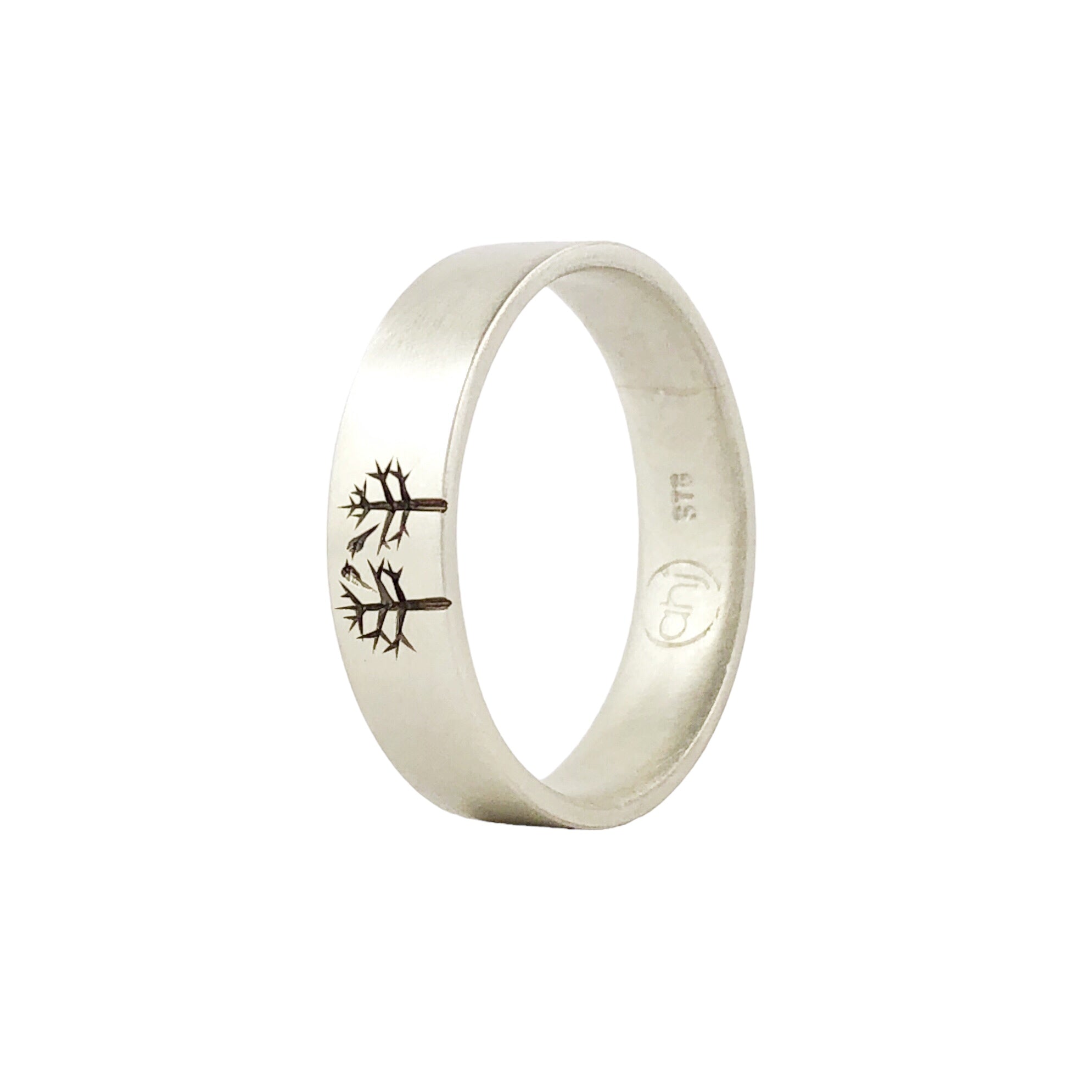 Silver Etched Birds In Trees Ring - Ash Hilton