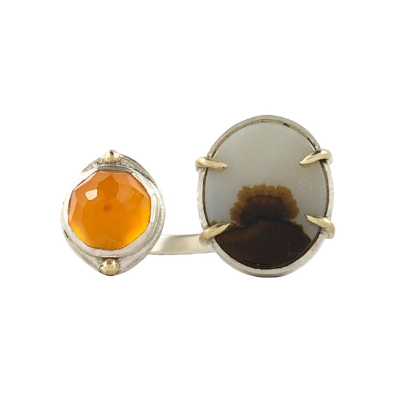 Agate and Carnelian Silver Ring - Regina Krawets