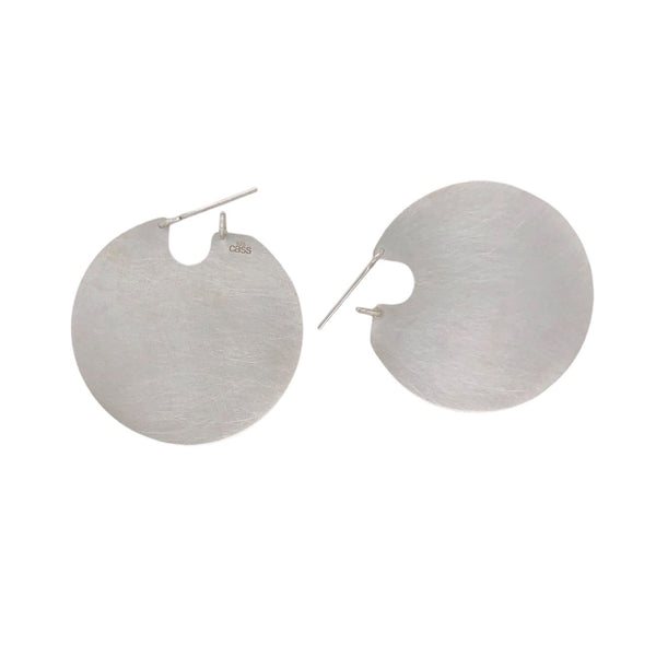 Silver U Disc Medium Earrings - Cass Partington