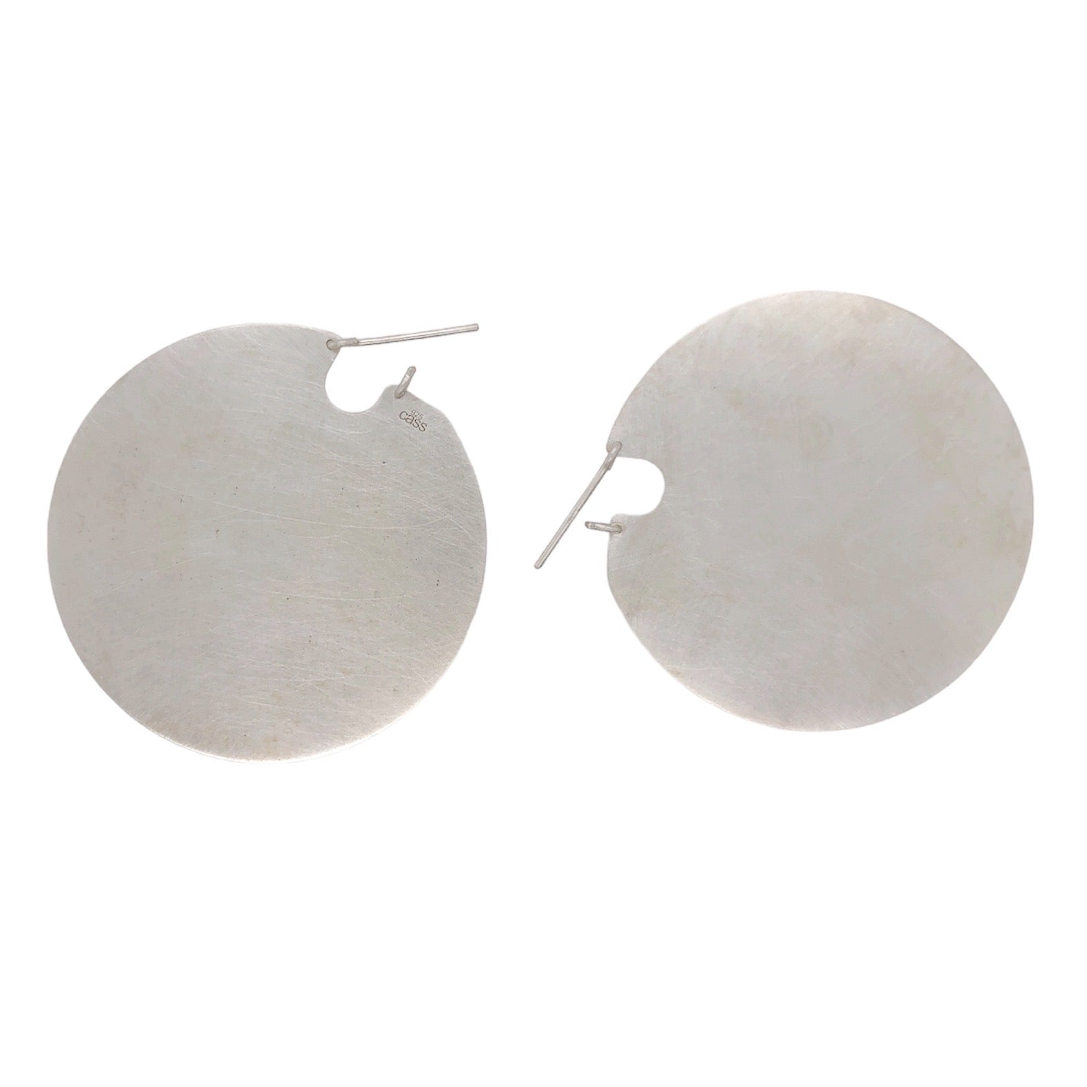 Silver U Disks Large Earrings - Cass Partington