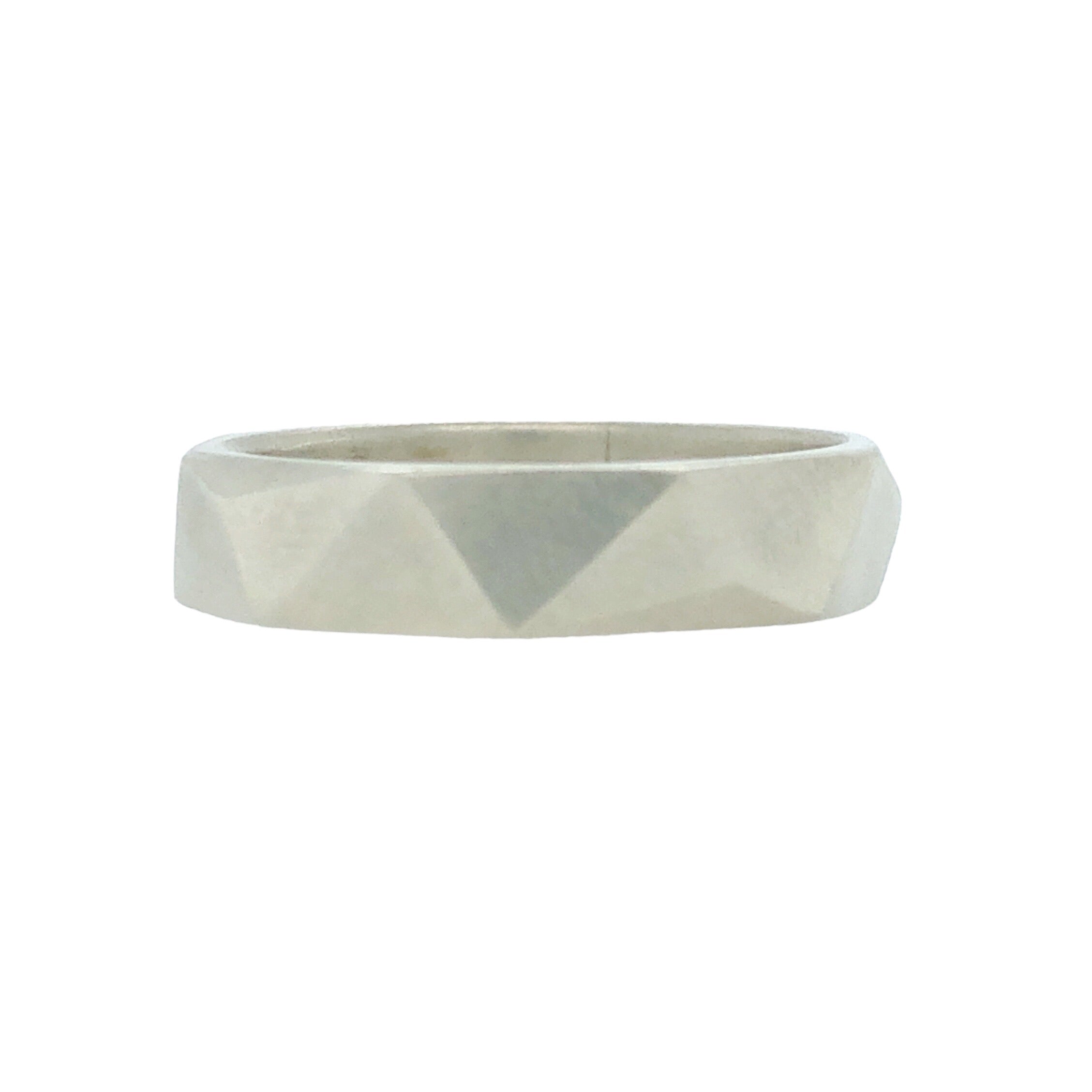 Asymmetrical Facet White Gold Ring - Ash Hilton