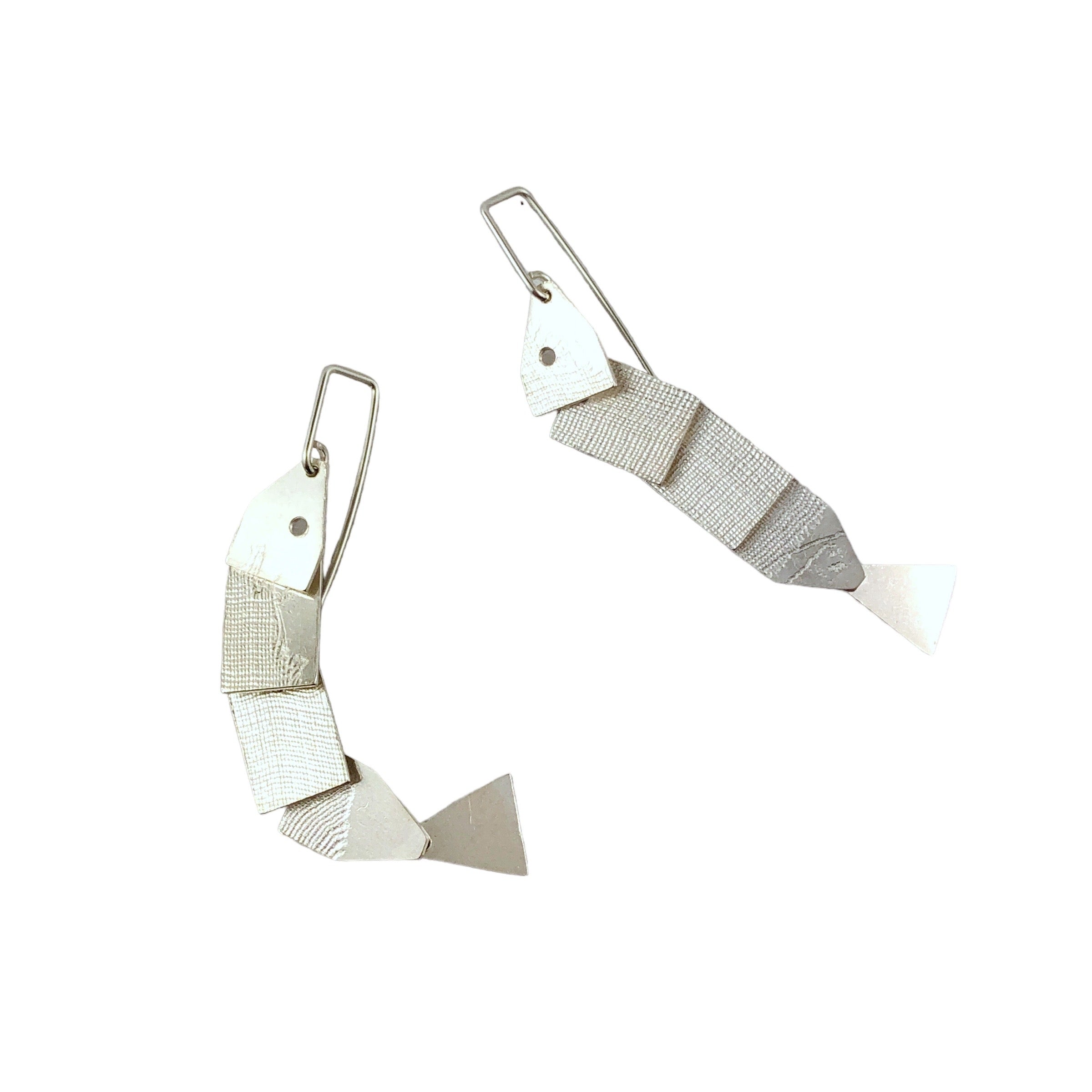 Silver Articulate Fish Earrings - Cynthia Nge