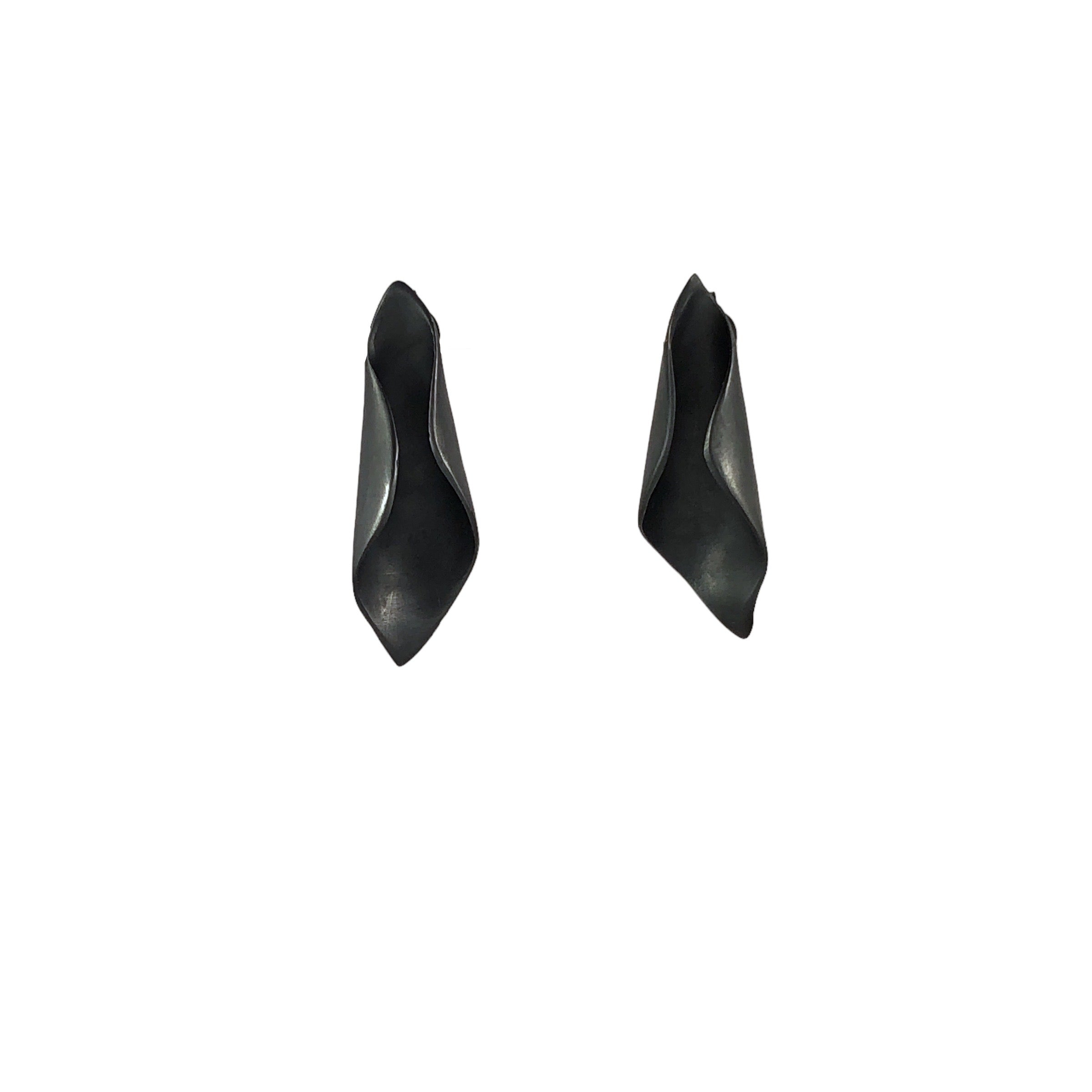 Oxidised Silver Curling Leaf Studs - Sarah Bourke