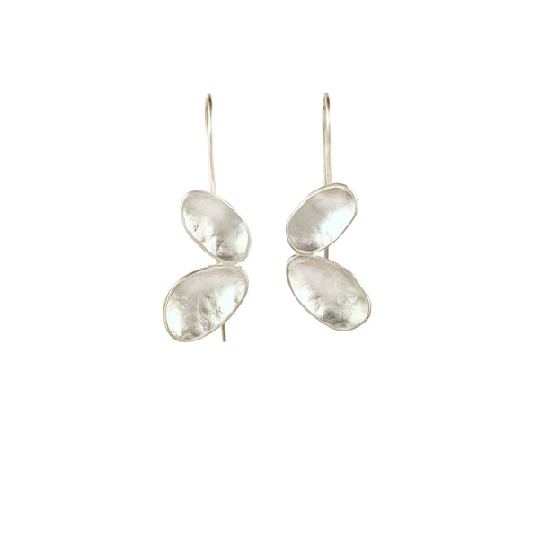 Two Pebble Stack Silver Earrings - Sarah Bourke