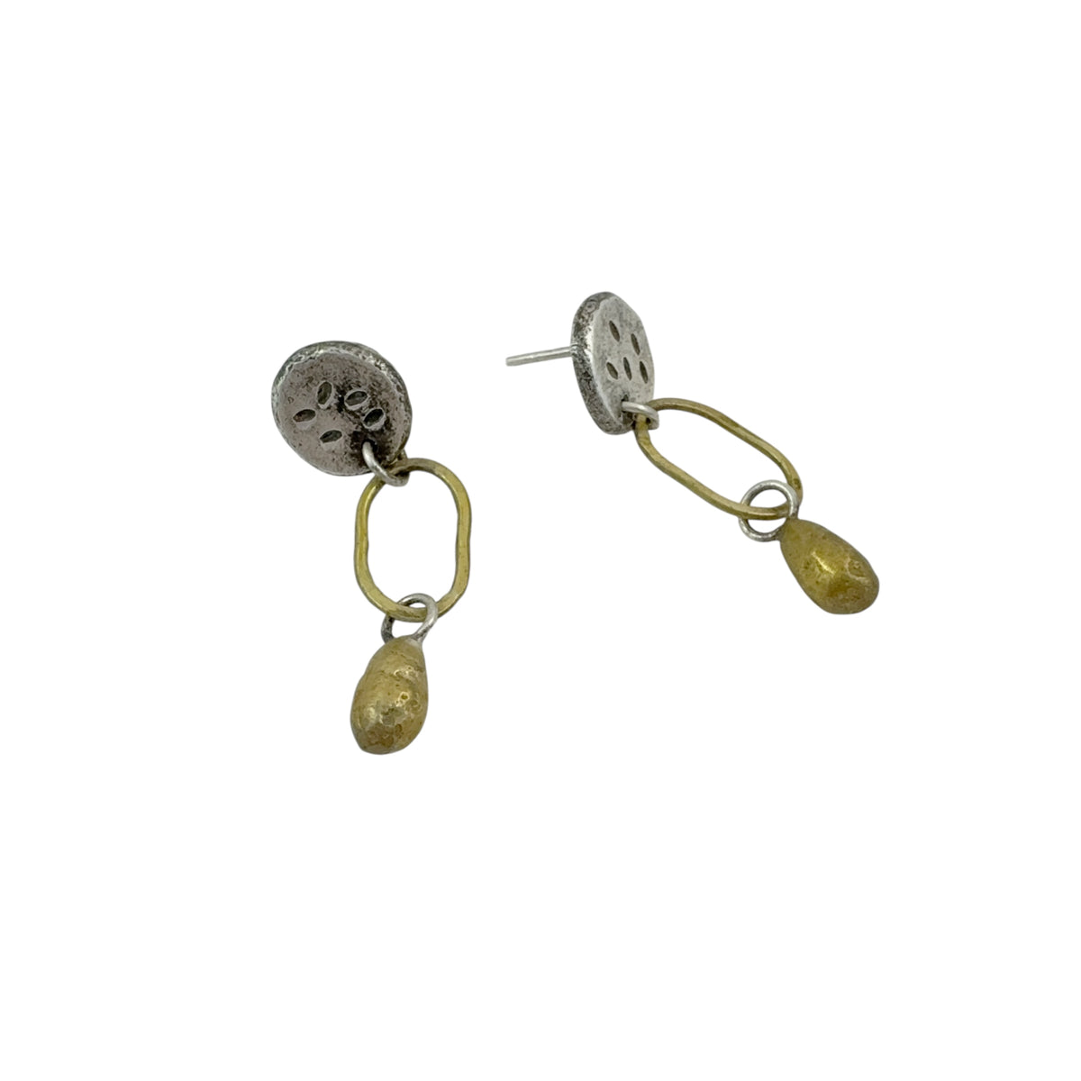 Textured Earrings with Brass Pearl - Jane Hodgetts