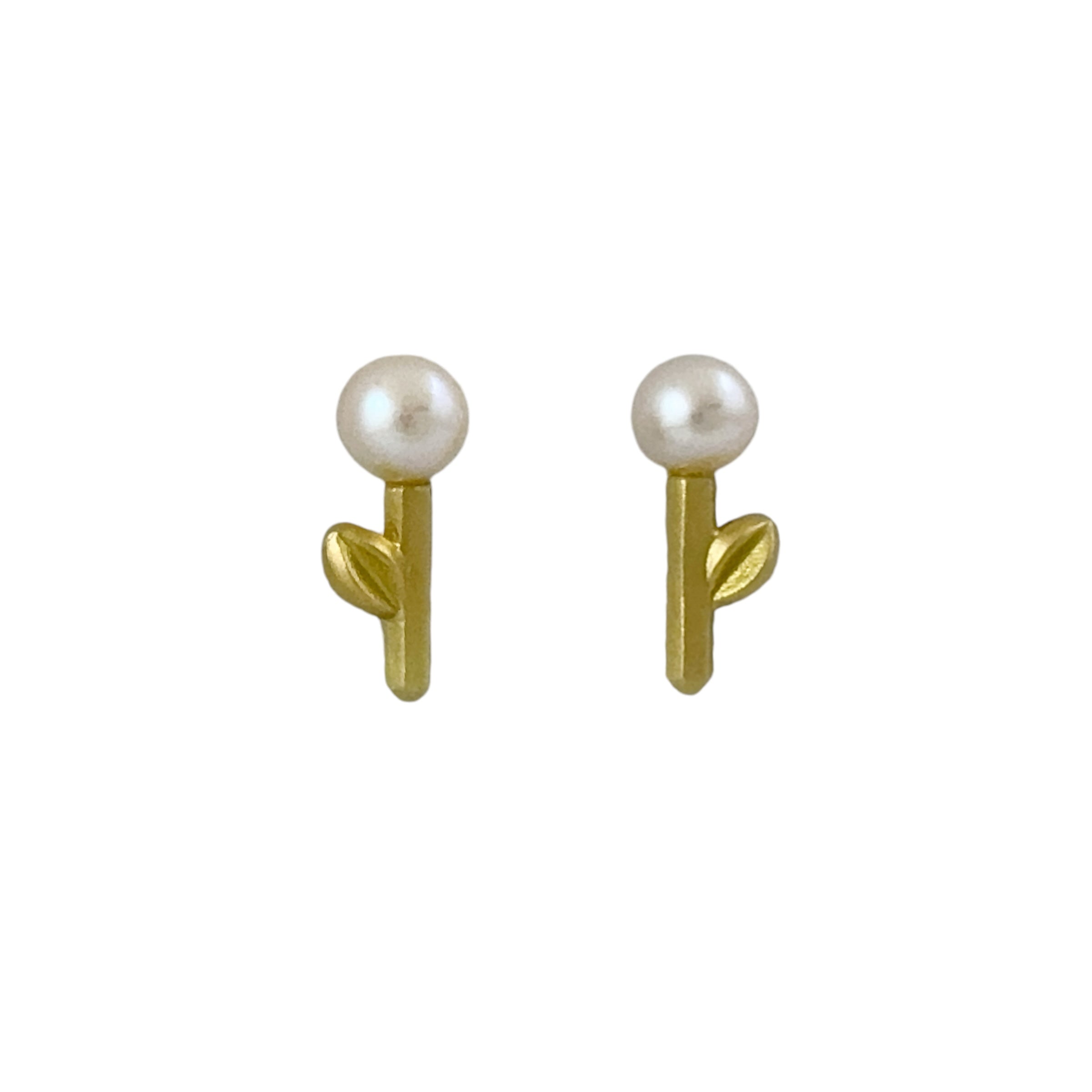 Dandelion Gold & Pearl Studs - Erica Bello