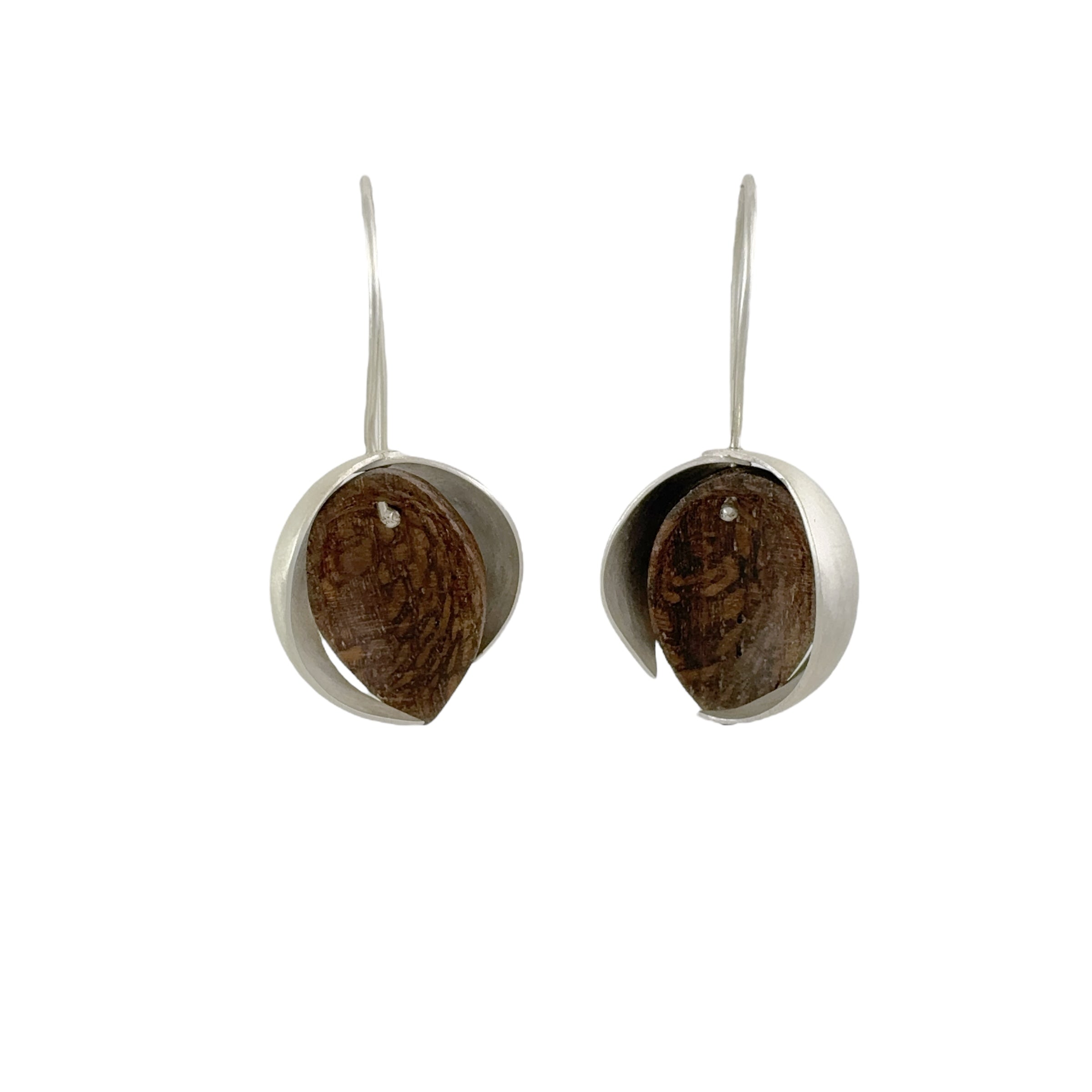 Bulb Silver & Wood Earrings - Sarah Bourke