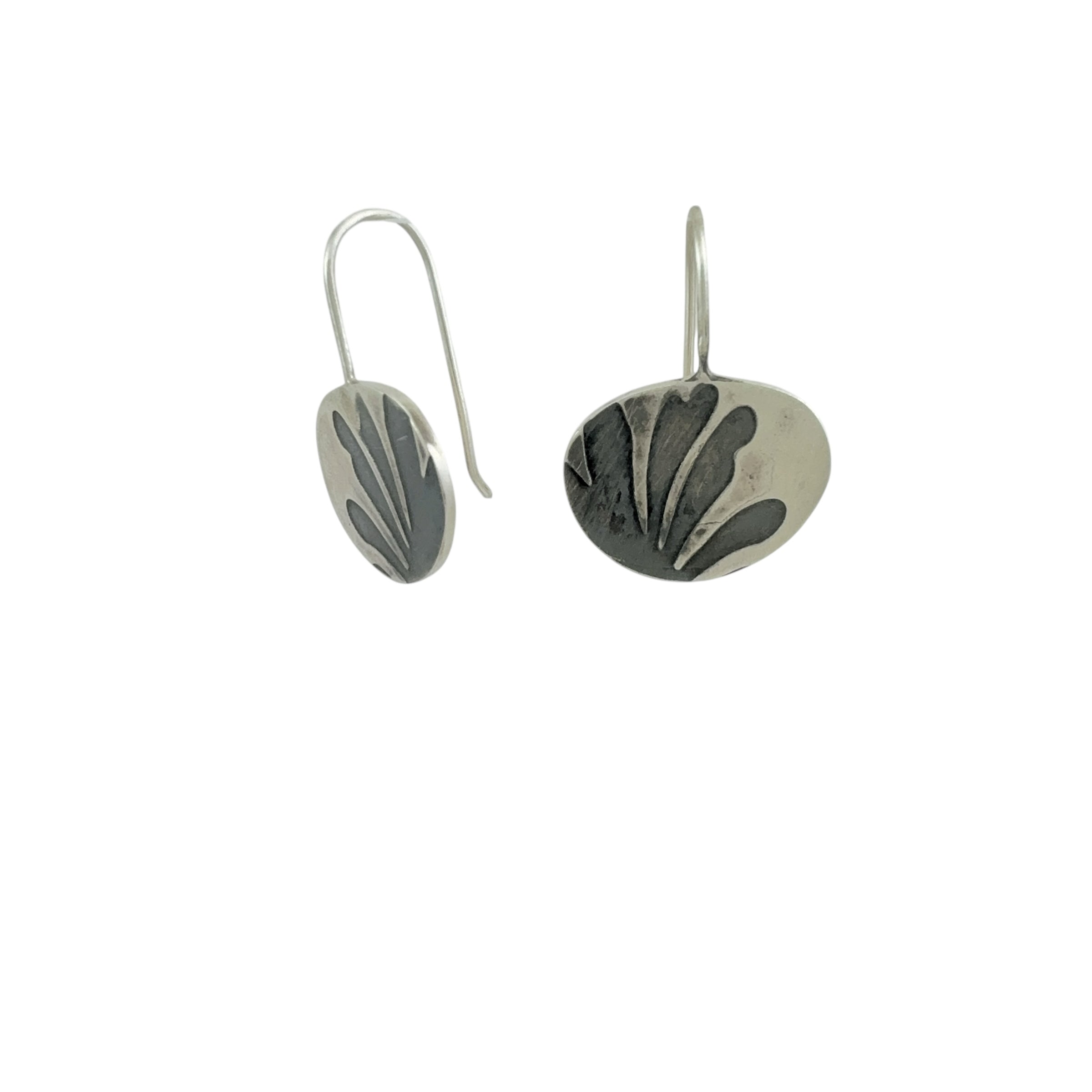 Stamped Silver Hooks - Christine Battocchio