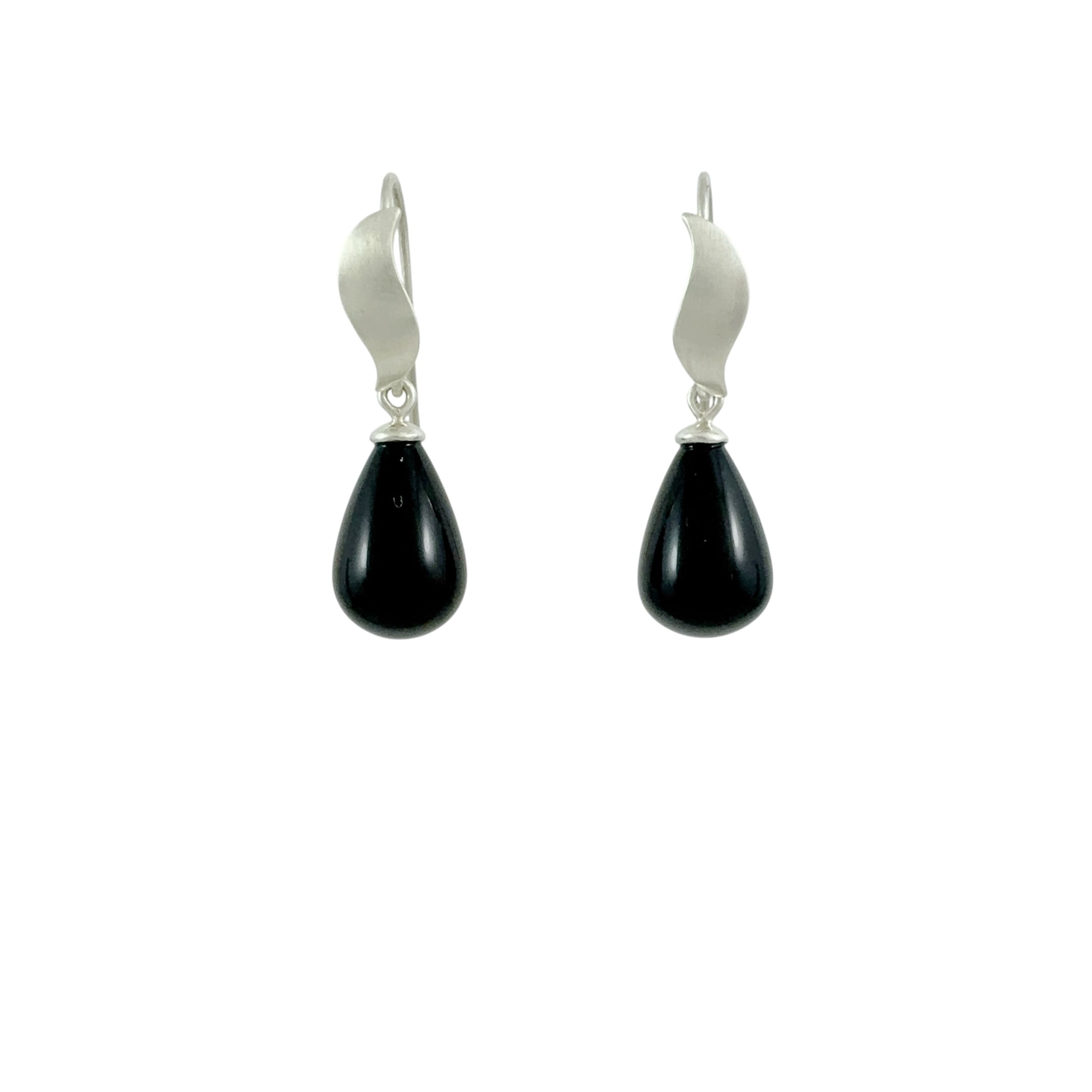 Onyx Briolette Drop Earrings - Catherine White
