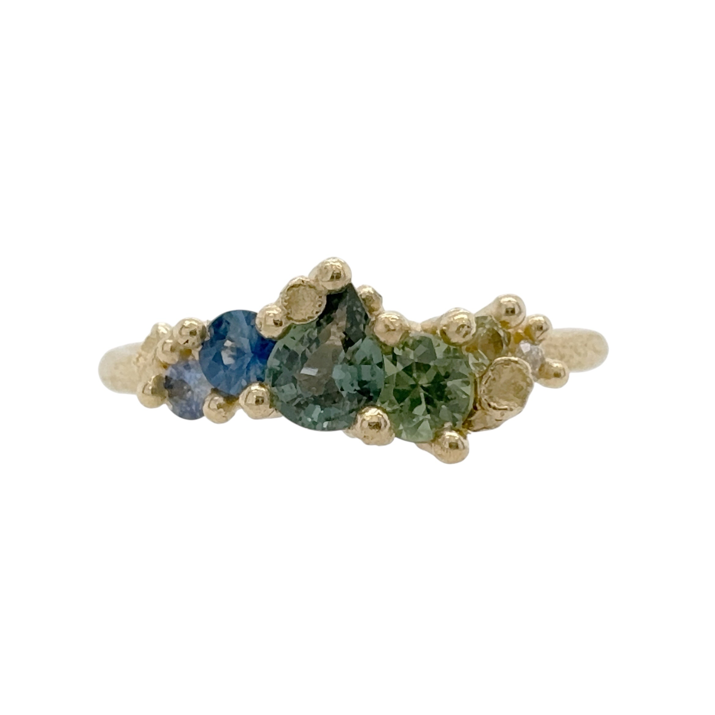 Asymmetric Sapphire Cluster Ring - Ruth Tomlinson