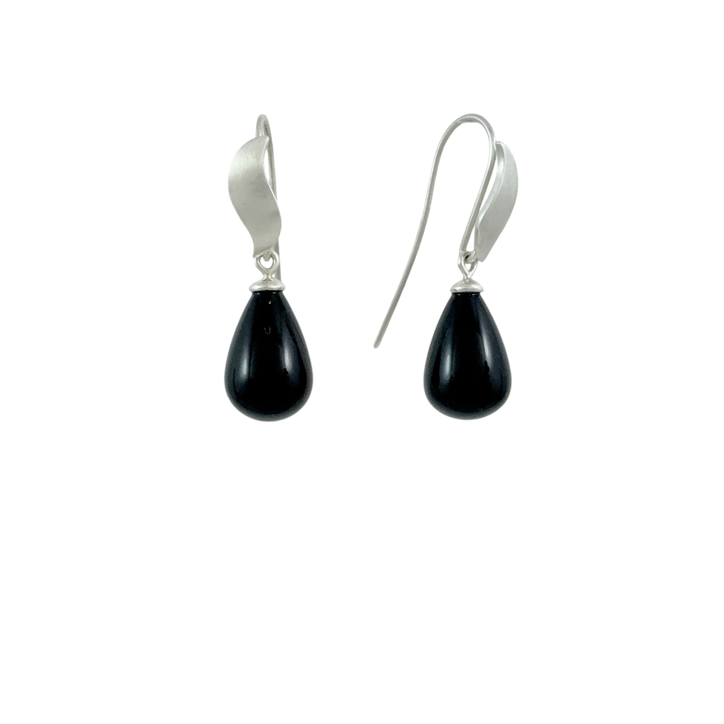 Onyx Briolette Drop Earrings - Catherine White