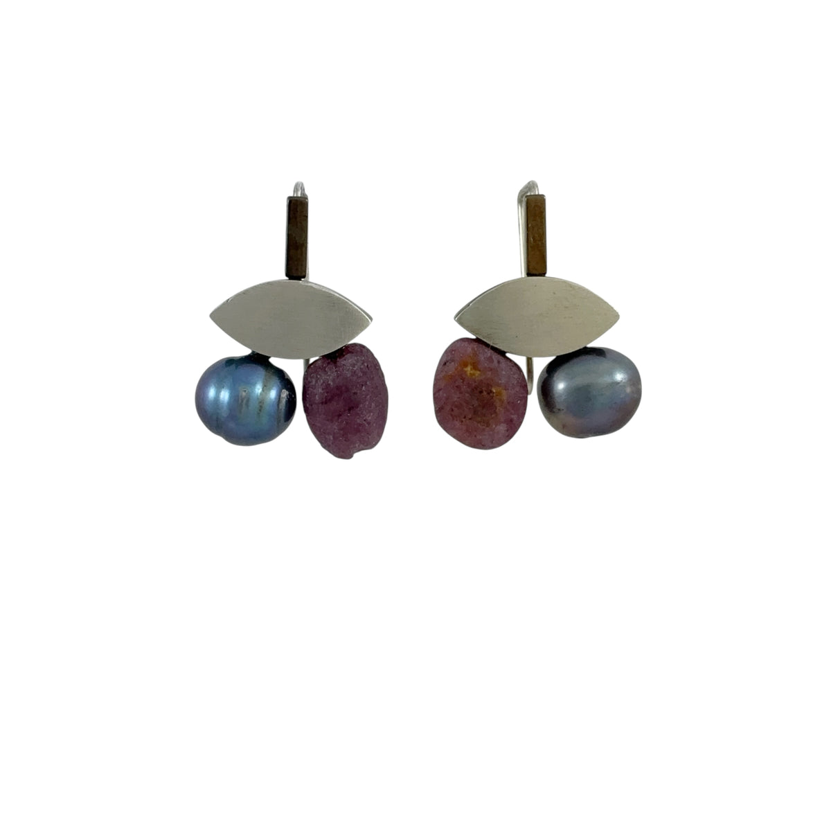 Pearl, Ruby & Silver Earrings - Ari Athans