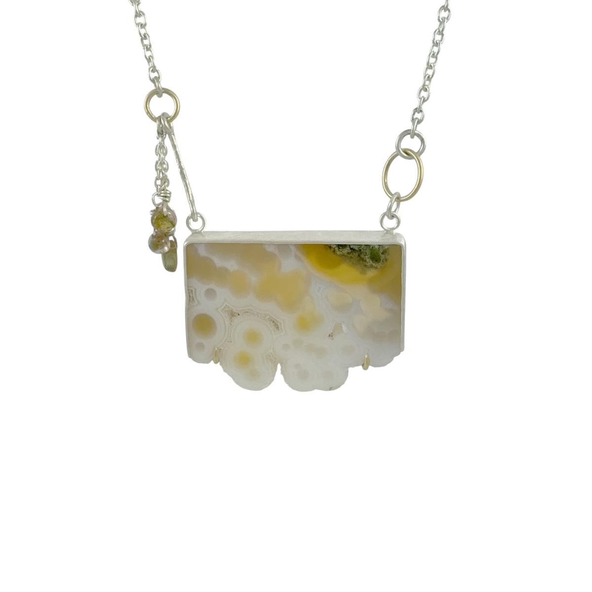 Moss Agate Druzy & Silver Pendant - Regina Krawets