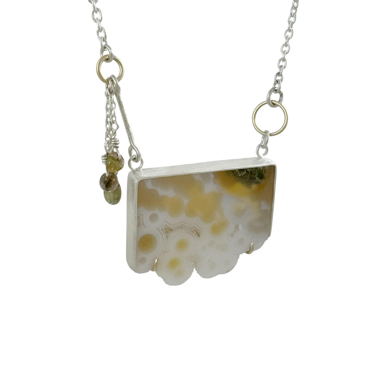 Moss Agate Druzy & Silver Pendant - Regina Krawets