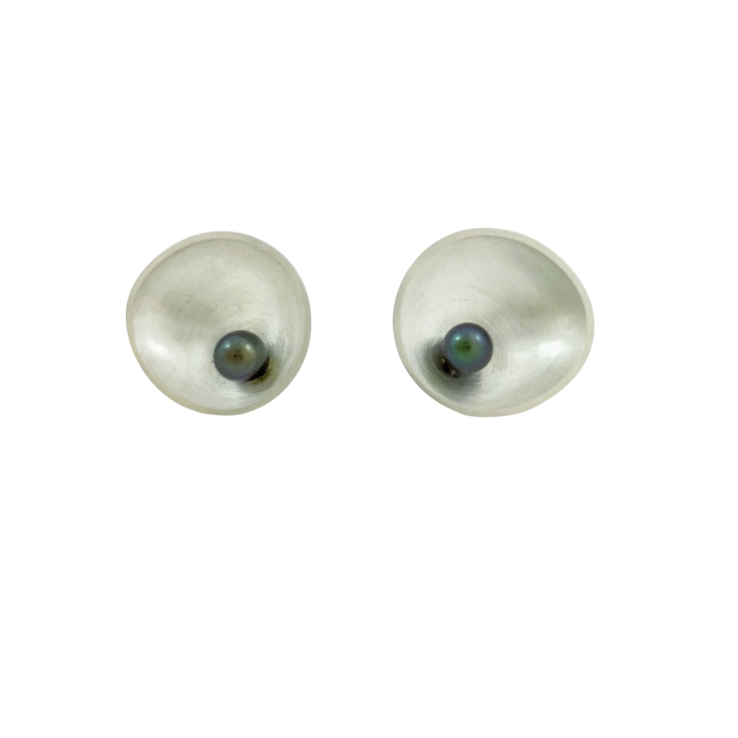 Sea Dish Silver & Pearl Studs - Katheryn Leopoldseder