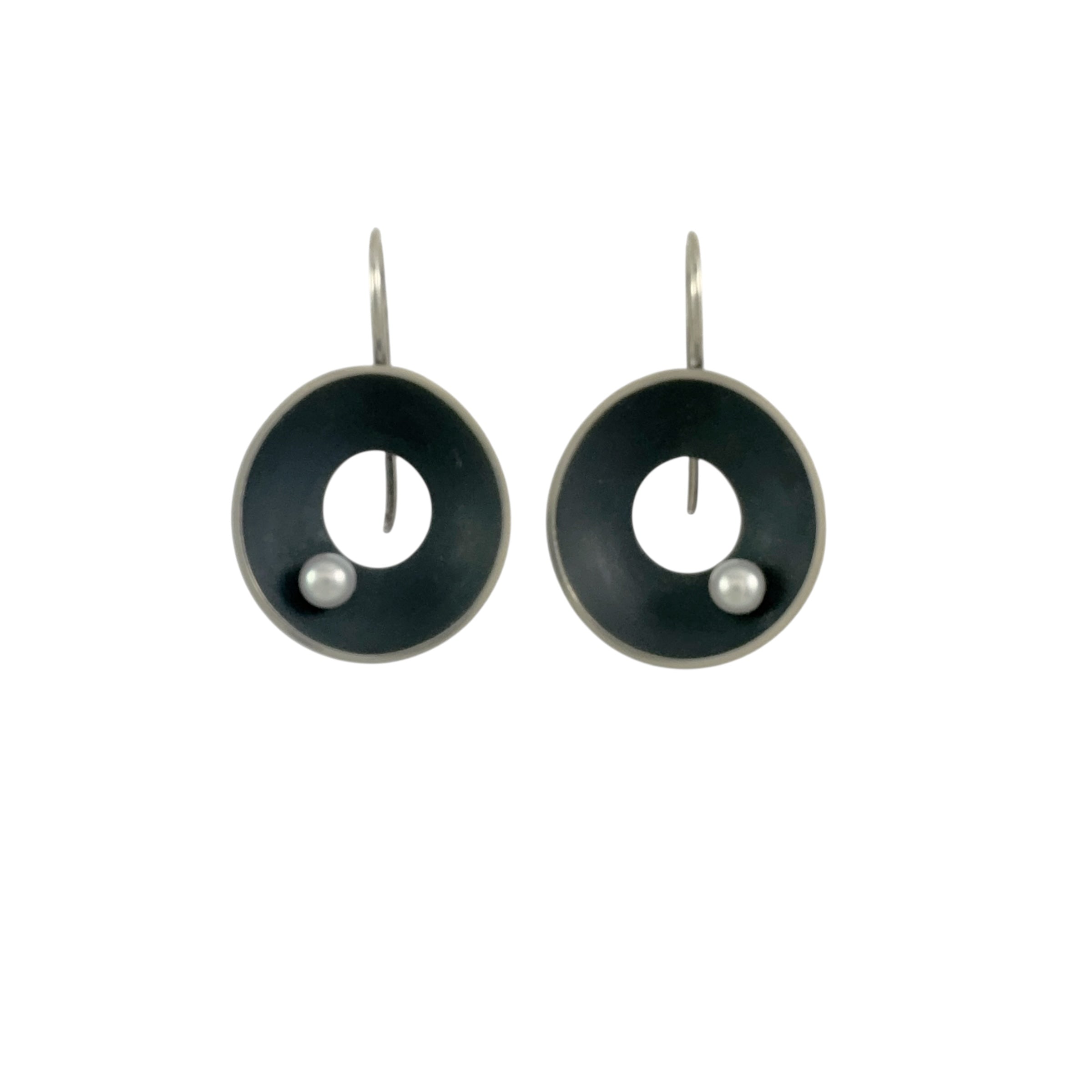Small Open Sea Dish Oxidised Earrings - Katheryn Leopoldseder