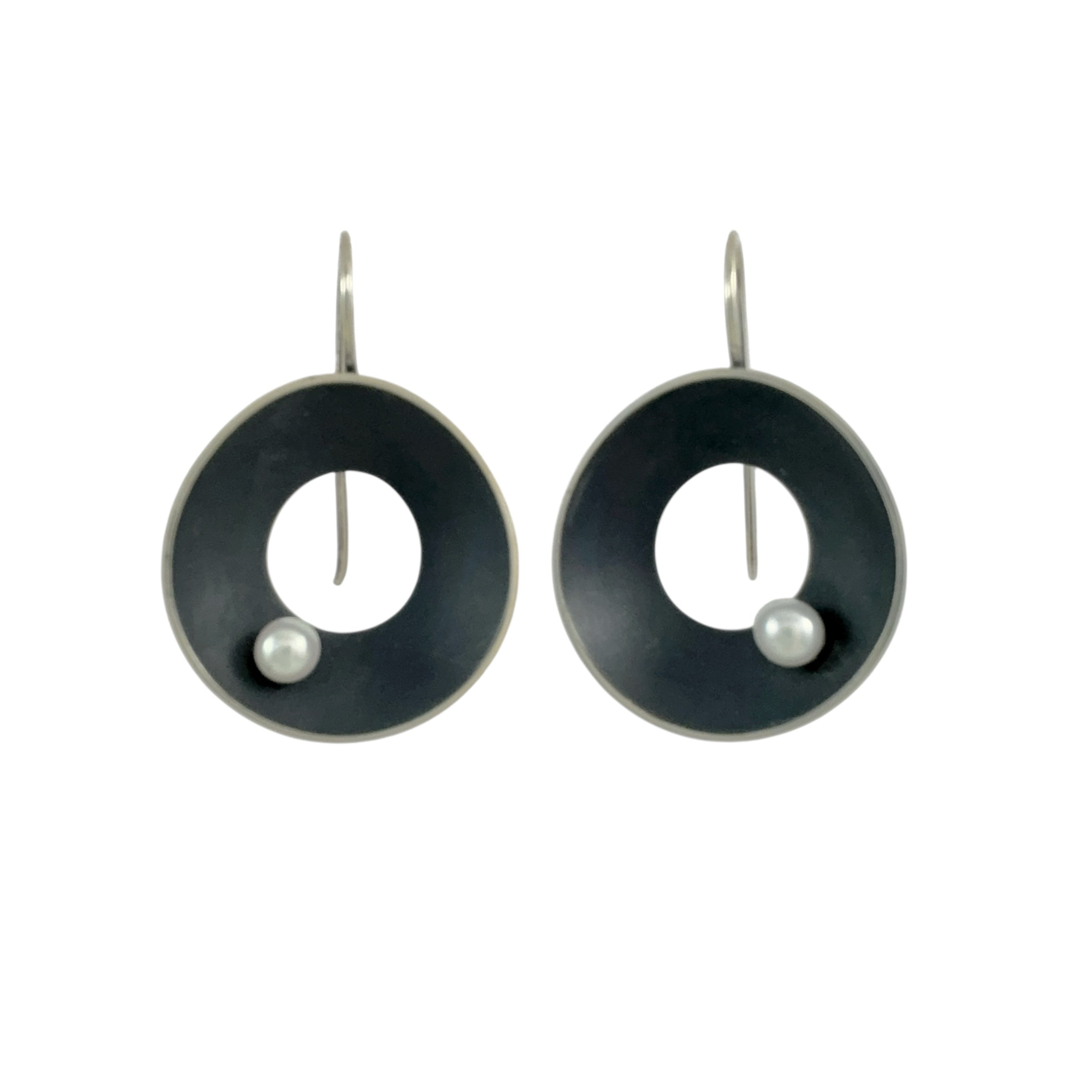 Medium Open Sea Dish Oxidised Earrings - Katheryn Leopoldseder