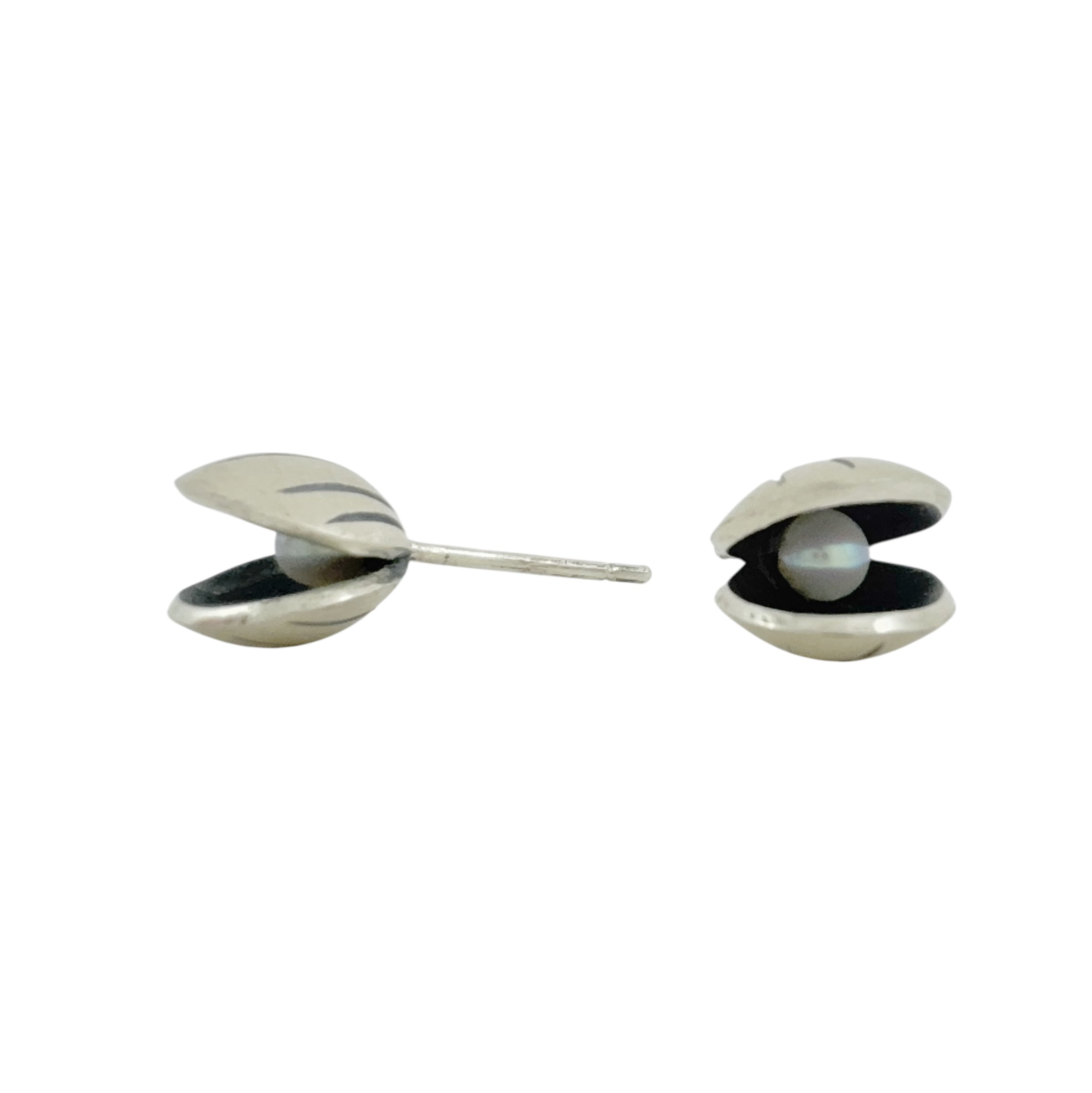Clam Shell Pearl Studs - Katheryn Leopoldseder