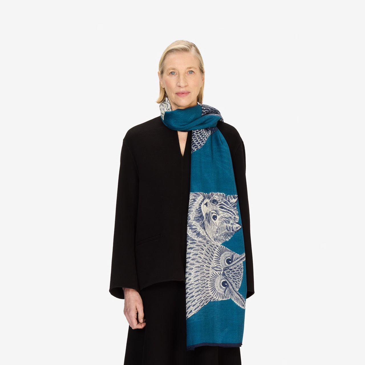 Chouette Wool Scarf in Blue - Inoui Editions