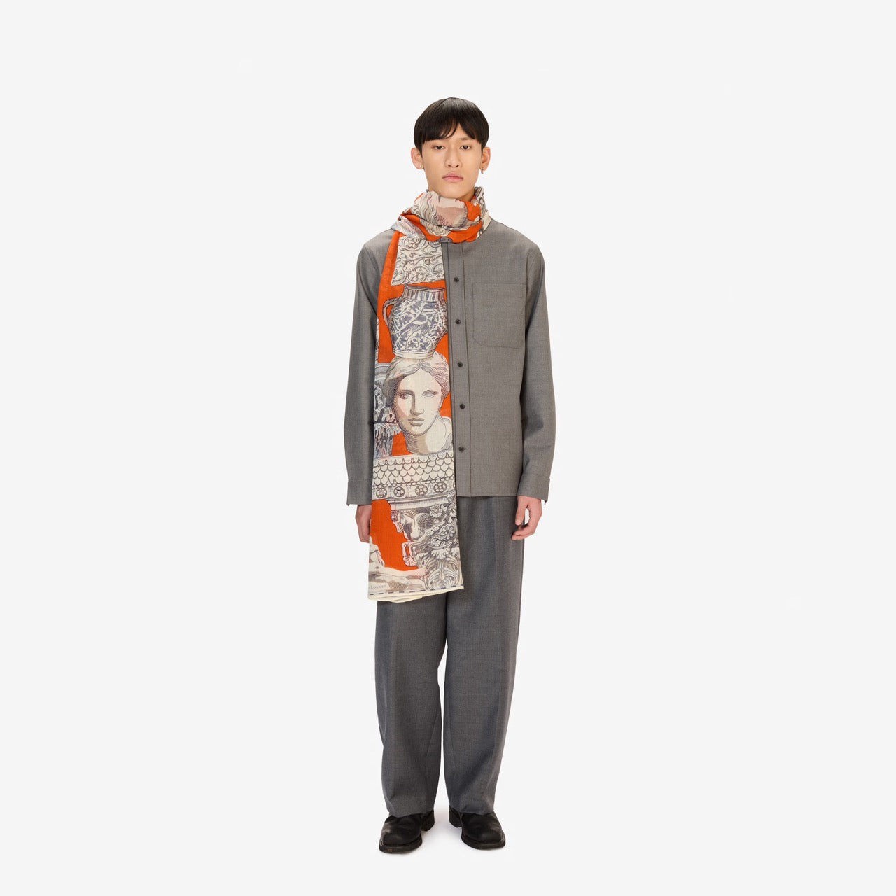 Archives Wool Scarf in Orange - Inoui Editions
