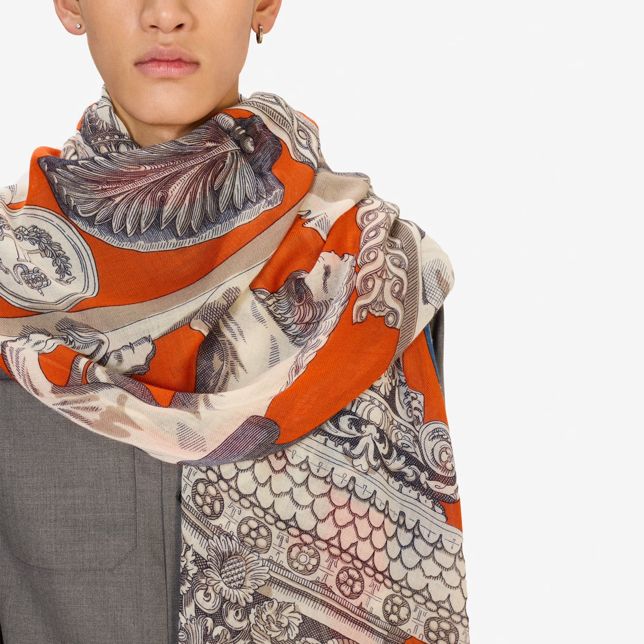 Archives Wool Scarf in Orange - Inoui Editions
