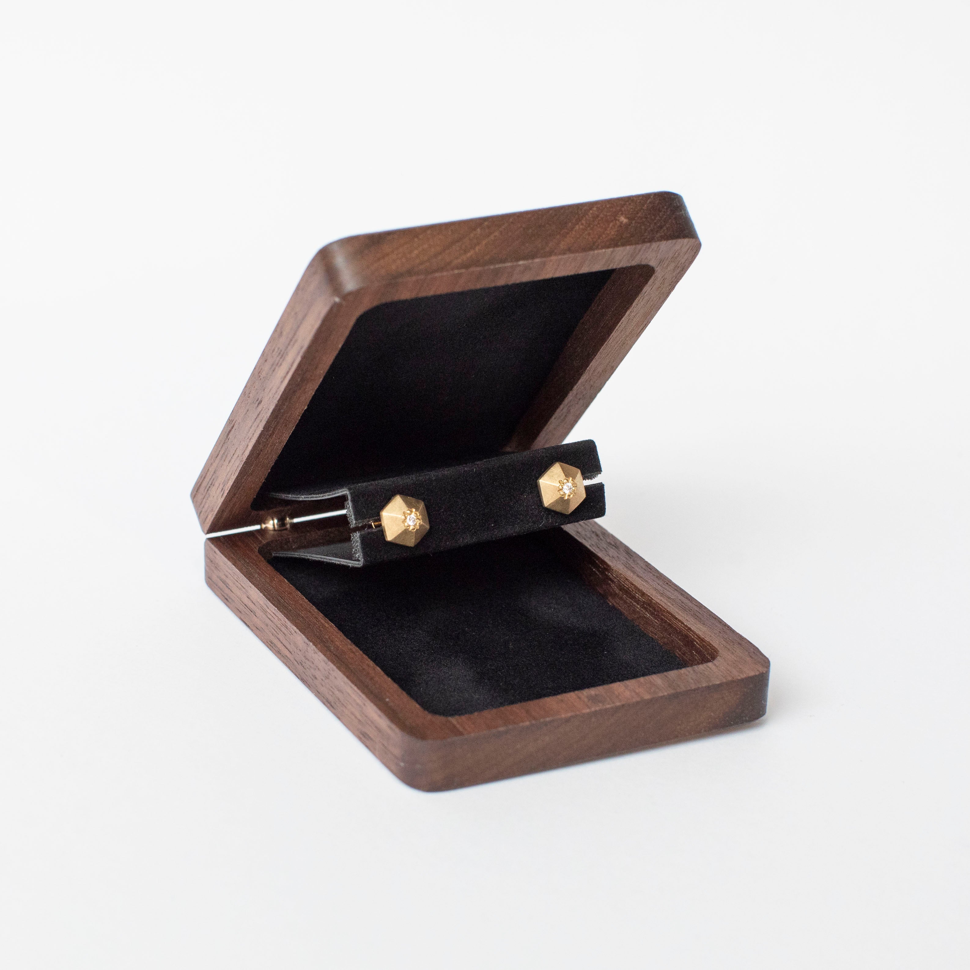 Walnut Stud Earring Box - Woodsbury