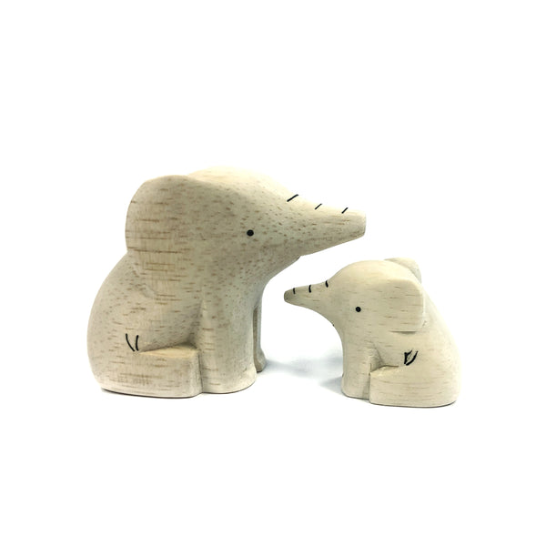 Wooden Carved Elephant Pair - T-Lab